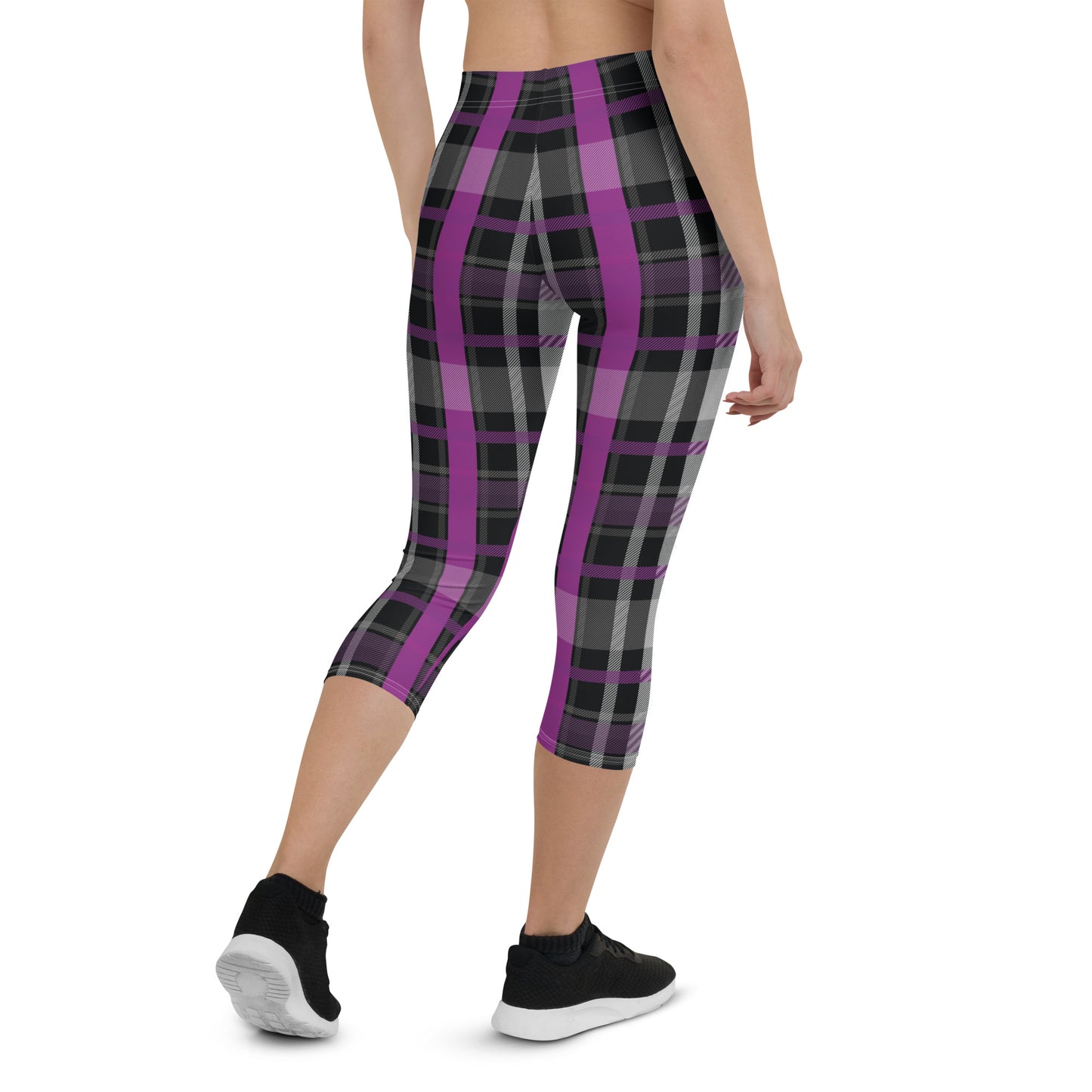 Asexual Pride Capri Leggings - LGBTQIA Black, Gray, Purple, and White  Flag Activewear Pants - Parade Club Vacation Running Workout