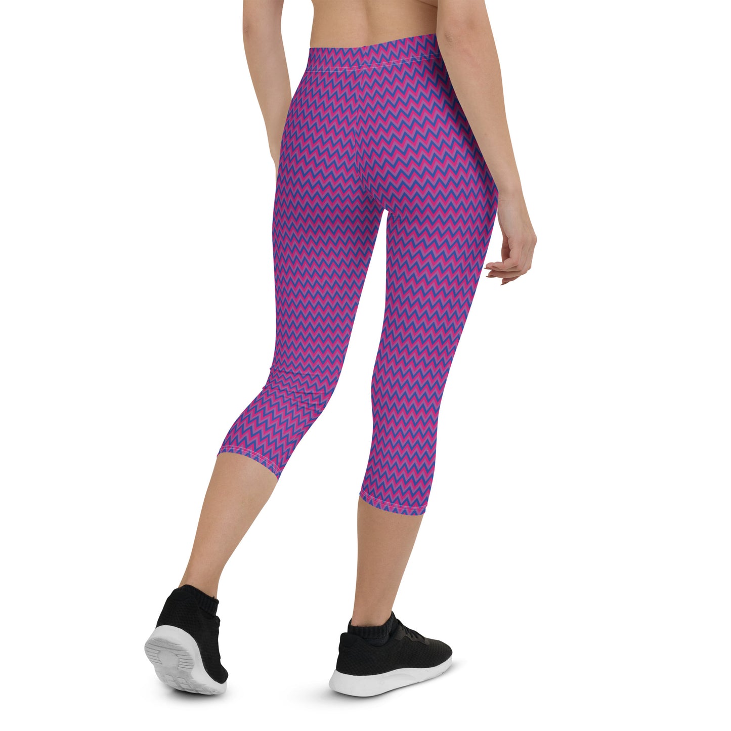 Bisexual Pride  Capri Leggings - LGBTQIA Pink, Purple, Blue Flag Activewear Pants - Parade Club Vacation Running Workout