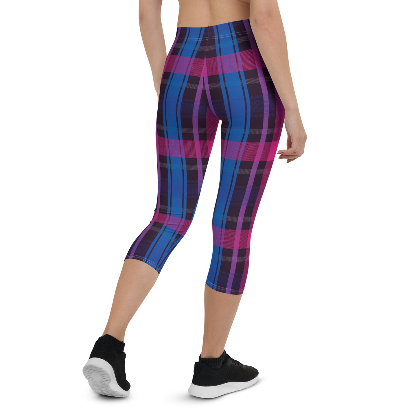 Bisexual Pride  Capri Leggings - LGBTQIA Pink, Purple, Blue Flag Activewear Pants - Parade Club Vacation Running Workout