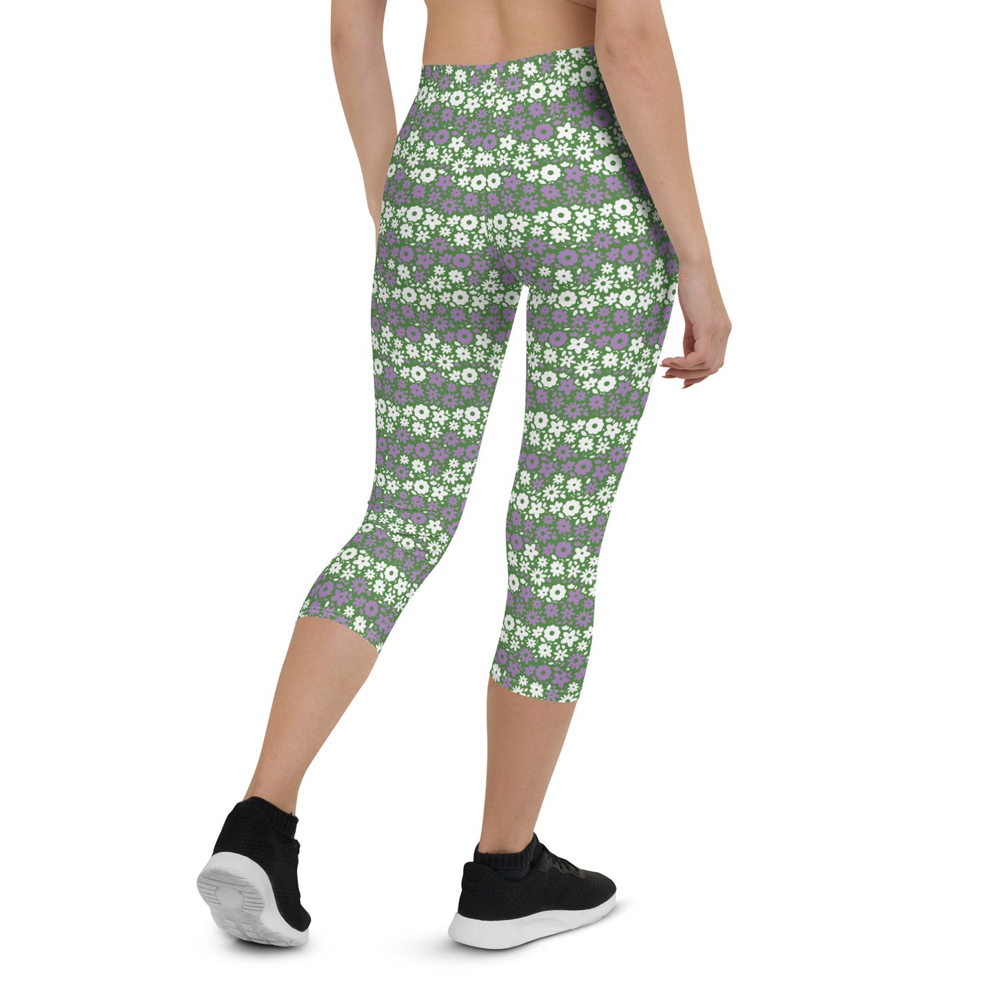 Gender Queer Pride  Capri Leggings - LGBTQIA Purple, White, Green Flag Activewear Pants - Parade Club Vacation Running Workout