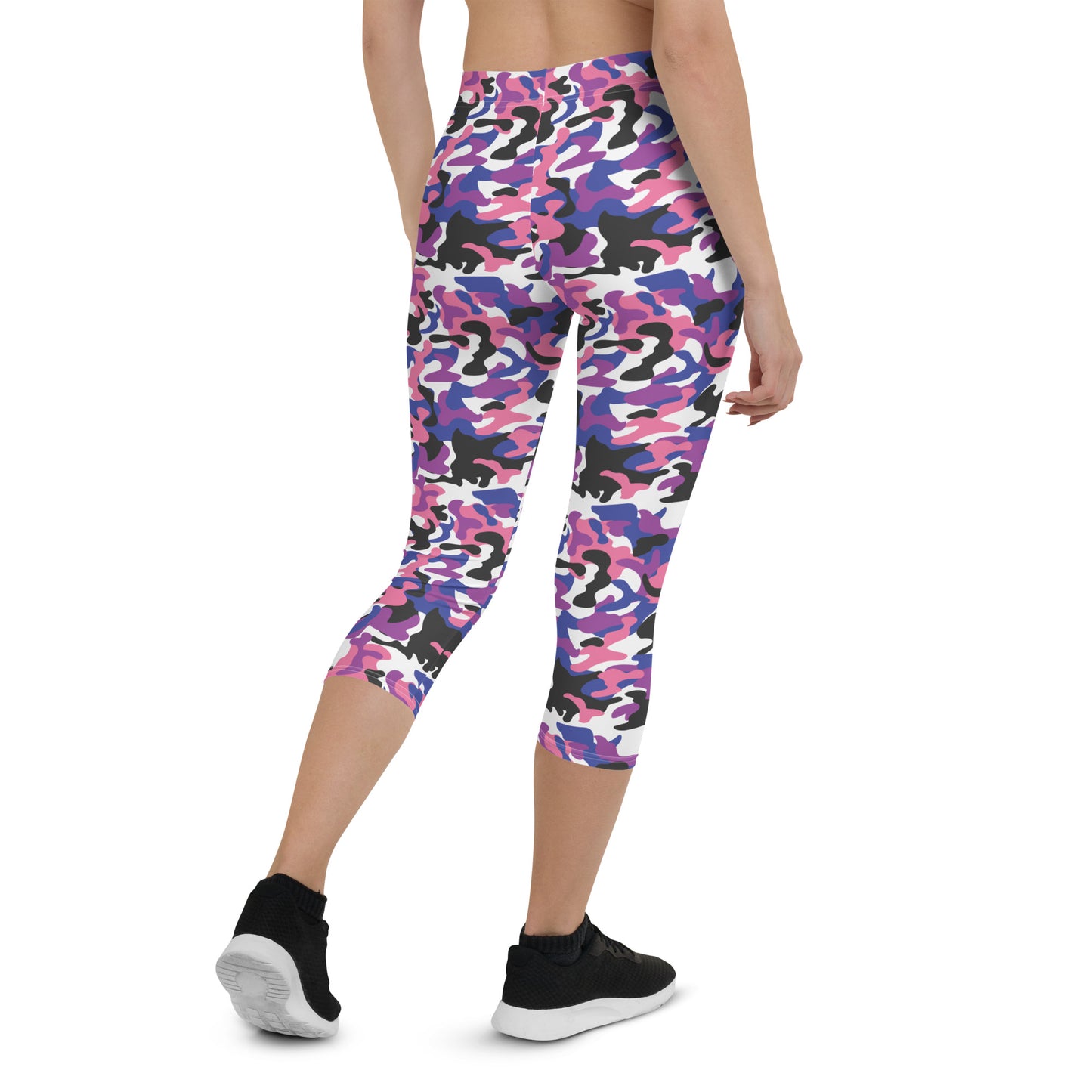 Genderfluid Pride Capri Leggings - LGBTQIA Pink, White, Purple, Black, Blue Flag Activewear Pants - Parade Club Vacation Running Workout