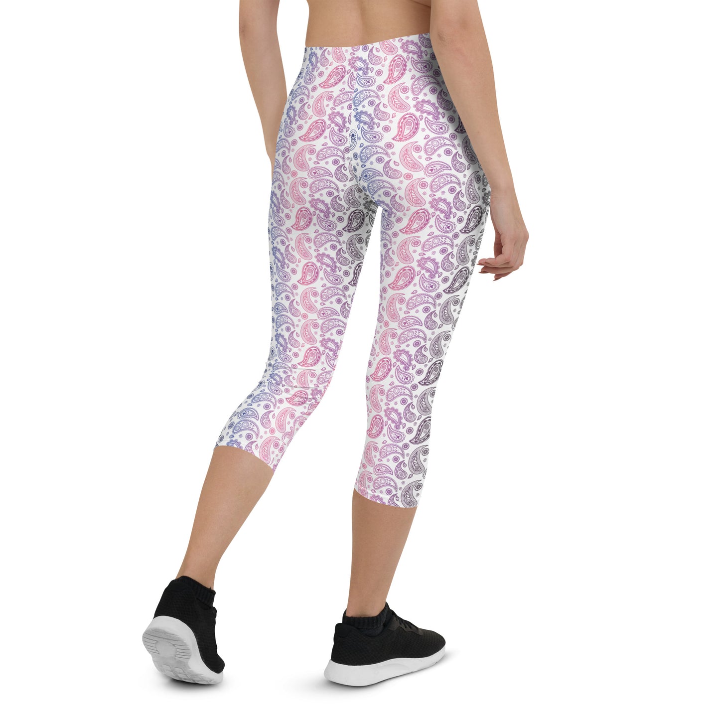 Genderfluid Pride Capri Leggings - LGBTQIA Pink, White, Purple, Black, Blue Flag Activewear Pants - Parade Club Vacation Running Workout