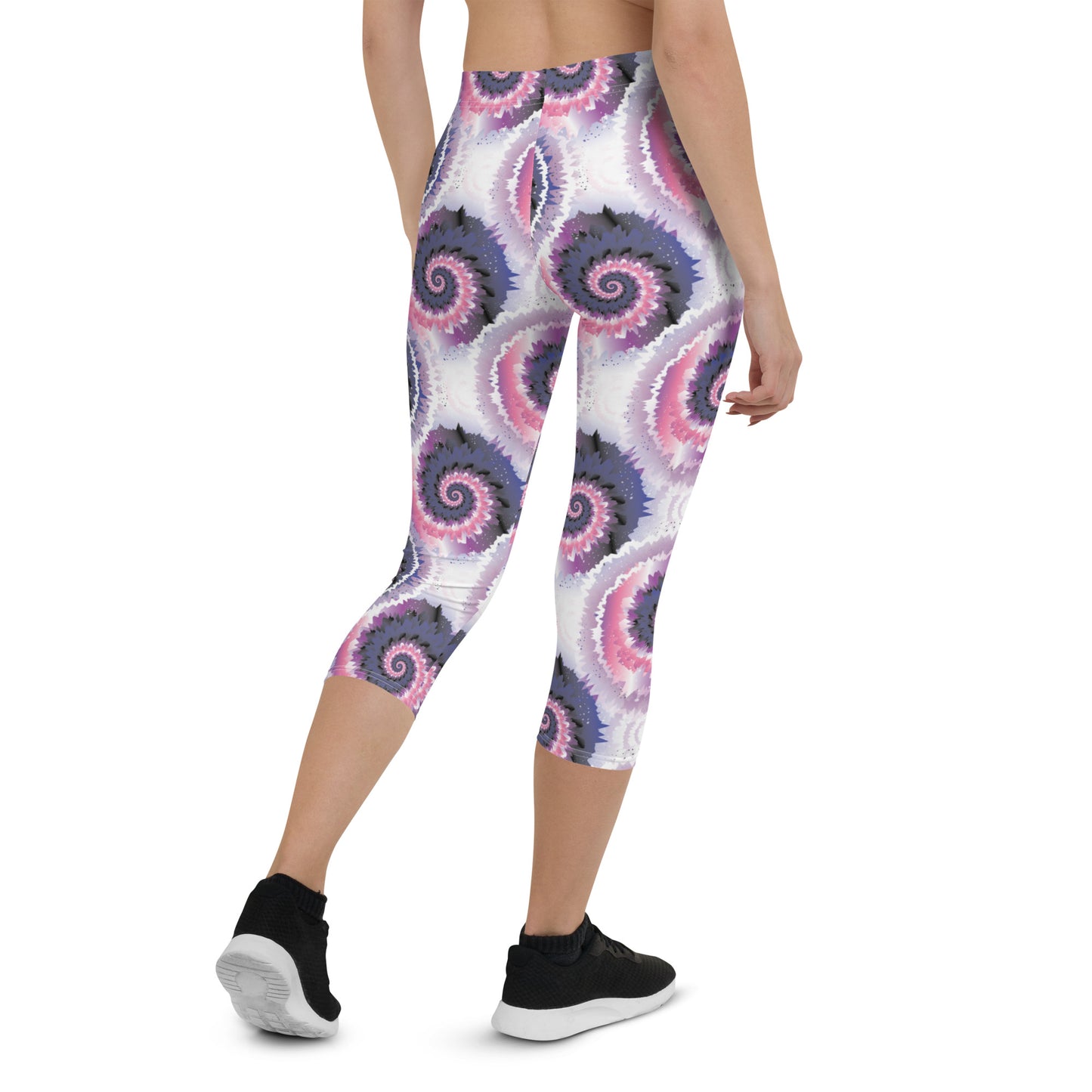 Genderfluid Pride Capri Leggings - LGBTQIA Pink, White, Purple, Black, Blue Flag Activewear Pants - Parade Club Vacation Running Workout