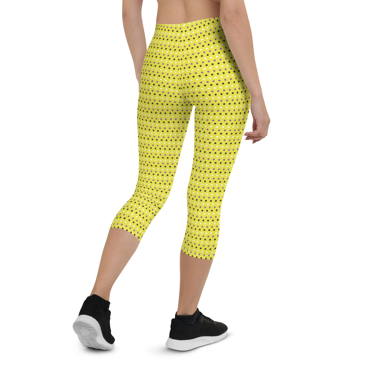 Non Binary Pride  Capri Leggings - LGBTQIA Yellow, Purple, White, Black Flag Activewear Pants - Parade Club Vacation Running Workout