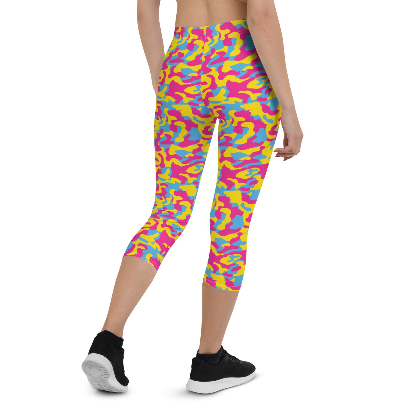 Pansexual Pride  Capri Leggings - LGBTQIA Pink, Blue, Yellow  Flag Activewear Pants - Parade Club Vacation Running Workout