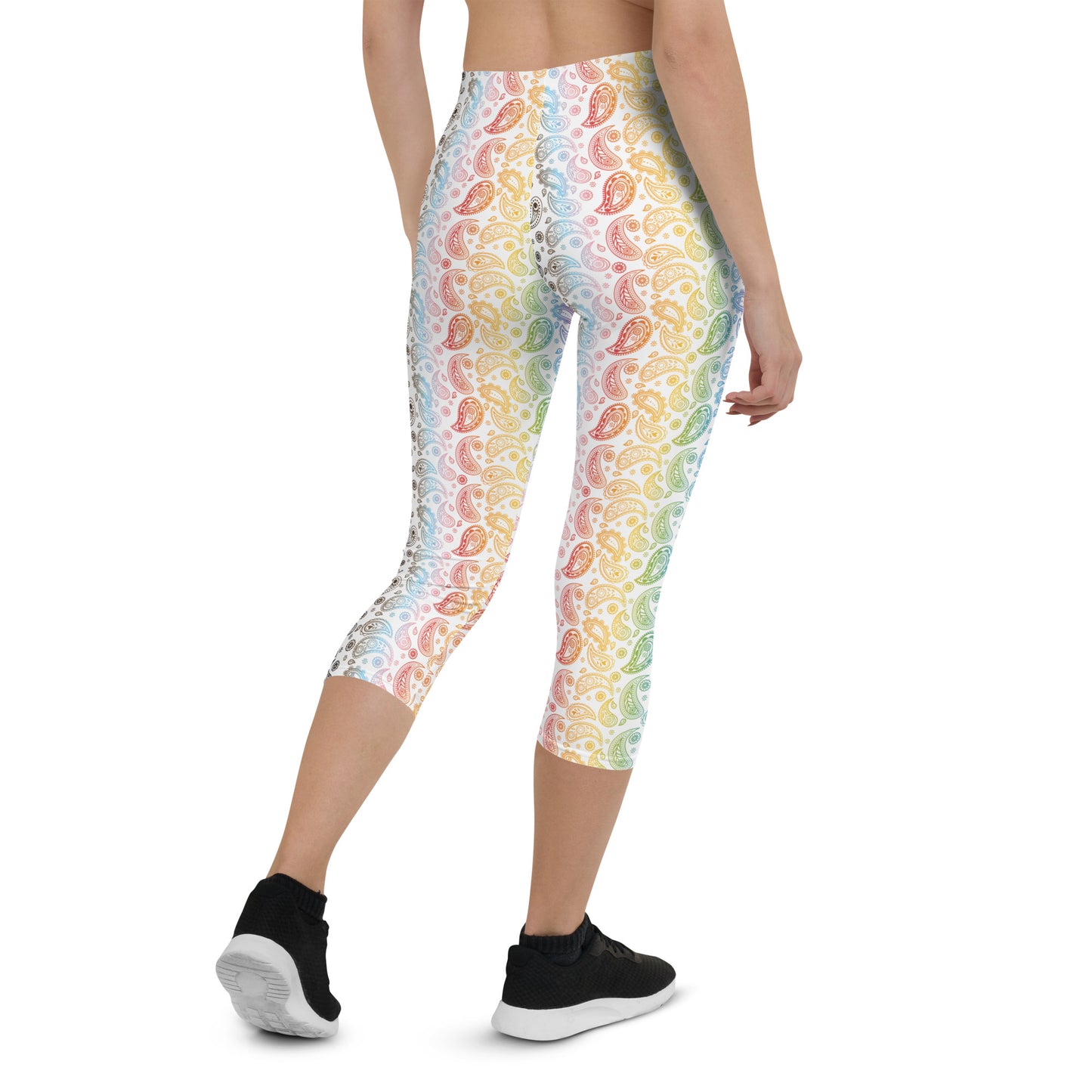 Progress Pride Pride Capri Leggings - LGBTQIA Red, Orange, Yellow, Green, Rainbow, Purple, Black, Pink and White Flag Activewear Pants - Parade Club Vacation Running Workout