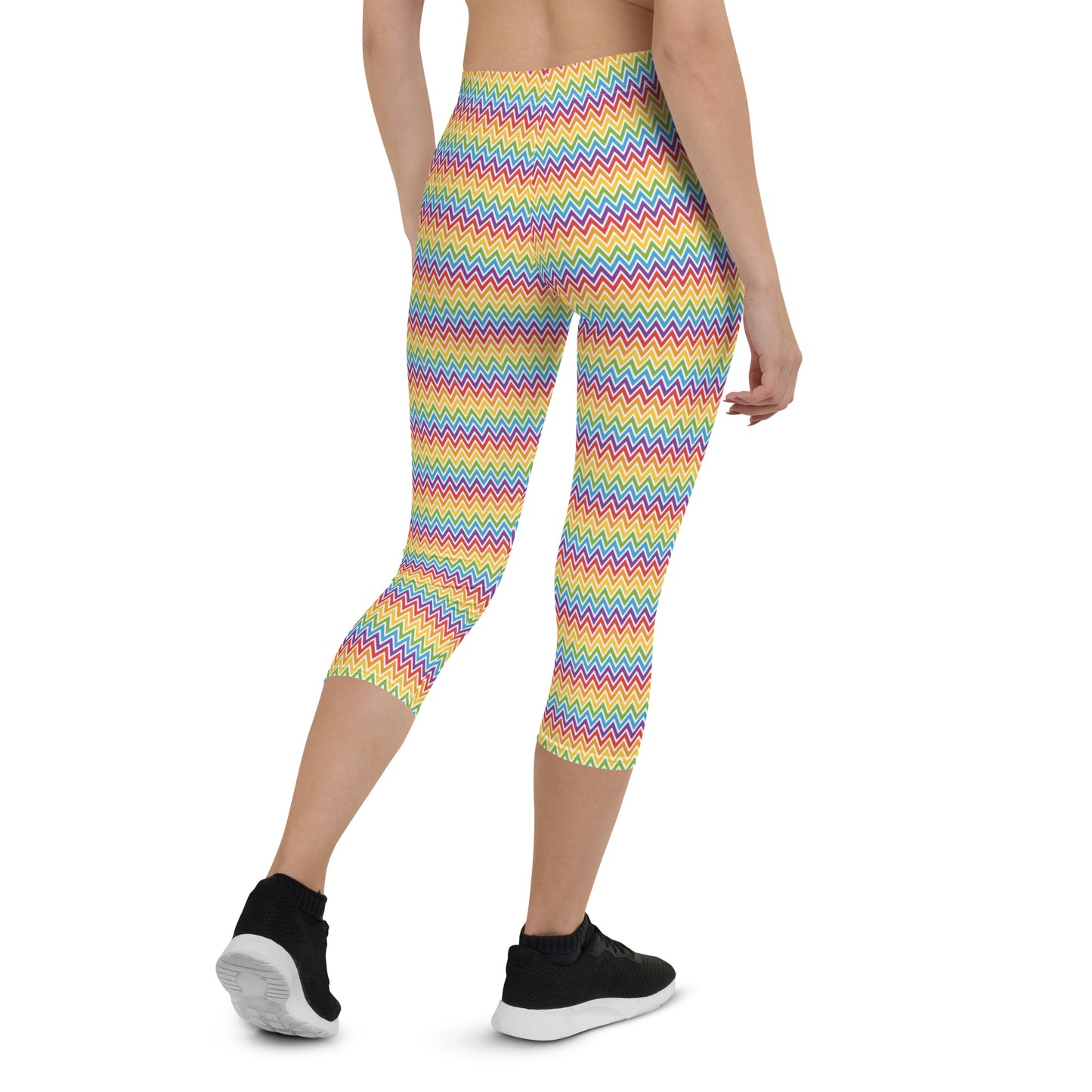 Rainbow Pride Capri Leggings - LGBTQIA Red, Orange, Yellow, Green, Blue, Indigo, and Viole Flag Activewear Pants - Parade Club Vacation Running Workout