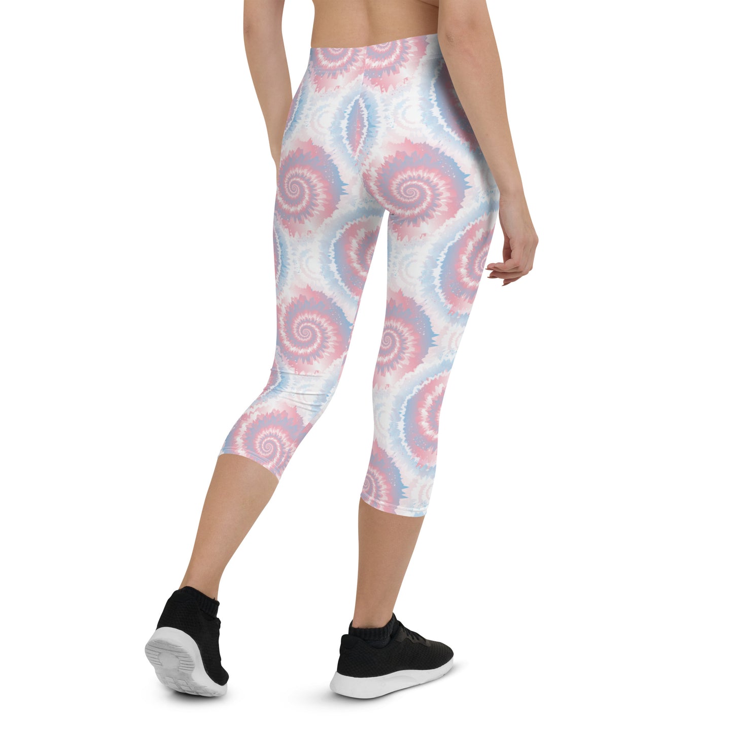 Transgender Pride Capri Leggings - LGBTQIA Pink White Blue Flag Activewear Pants - Parade Club Vacation Running Workout