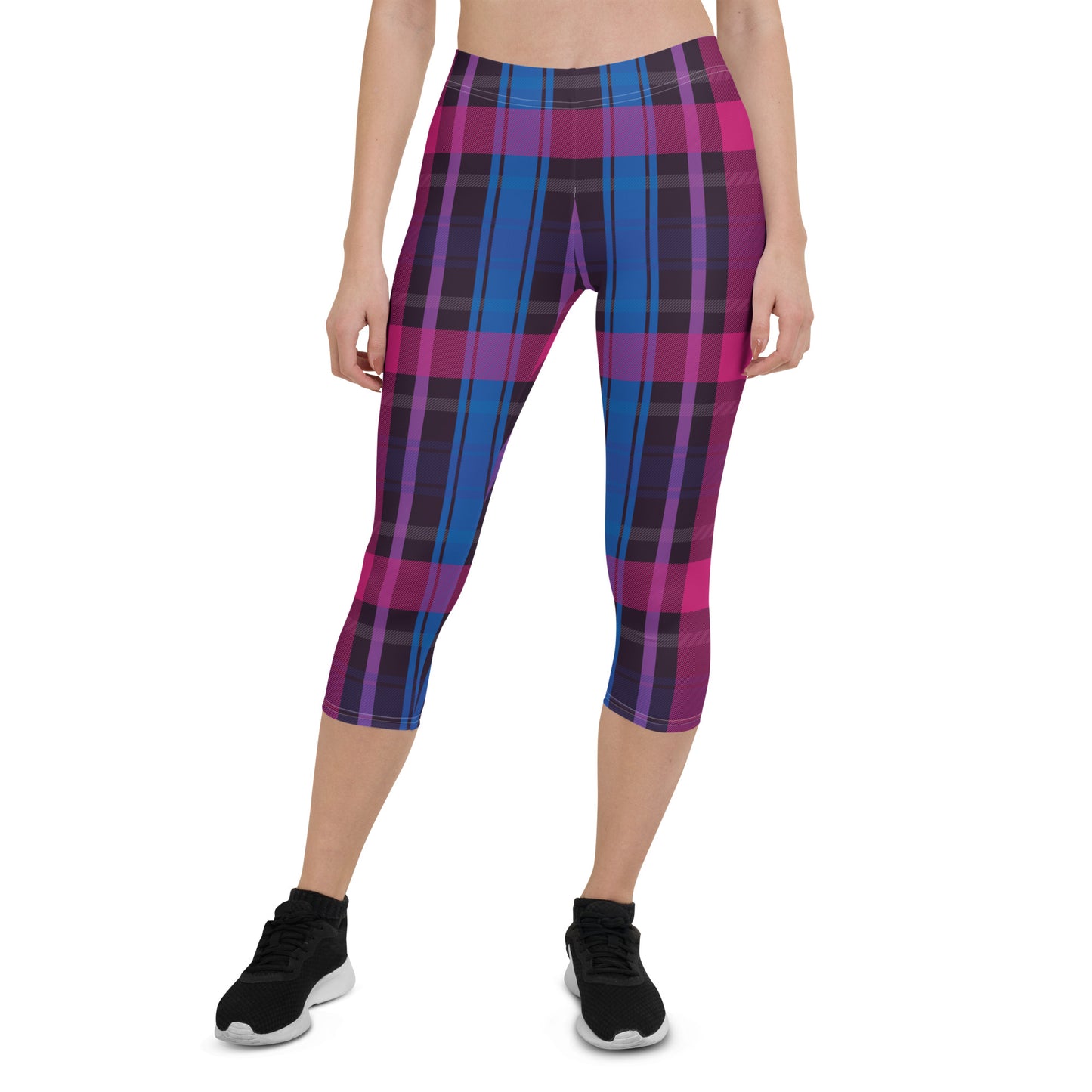 Bisexual Pride  Capri Leggings - LGBTQIA Pink, Purple, Blue Flag Activewear Pants - Parade Club Vacation Running Workout