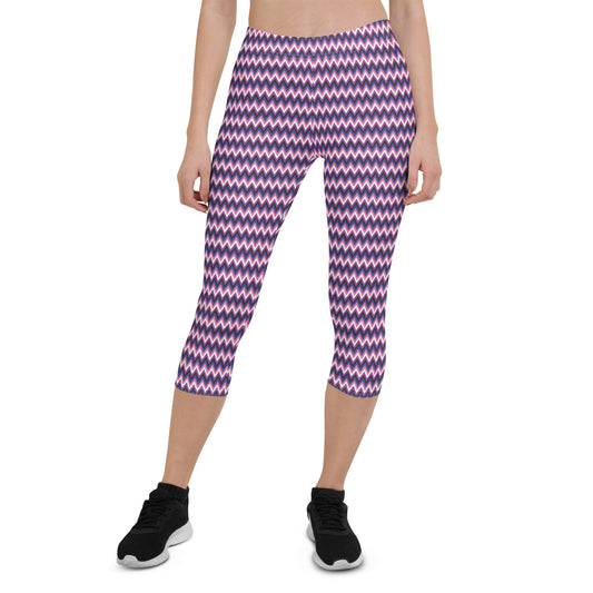 Genderfluid Pride Capri Leggings - LGBTQIA Pink, White, Purple, Black, Blue Flag Activewear Pants - Parade Club Vacation Running Workout