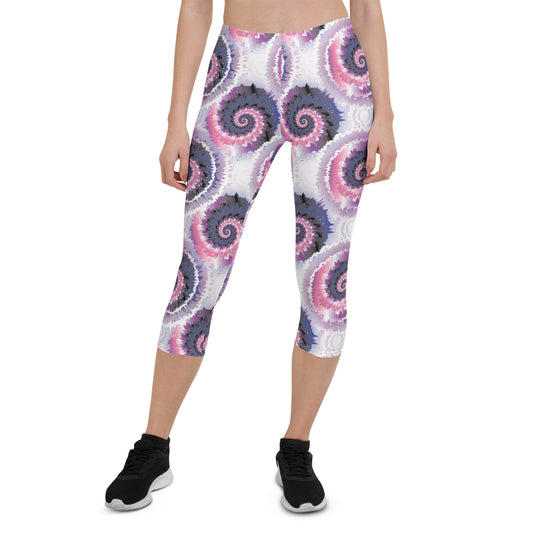 Genderfluid Pride Capri Leggings - LGBTQIA Pink, White, Purple, Black, Blue Flag Activewear Pants - Parade Club Vacation Running Workout