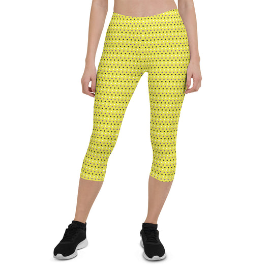 Non Binary Pride  Capri Leggings - LGBTQIA Yellow, Purple, White, Black Flag Activewear Pants - Parade Club Vacation Running Workout