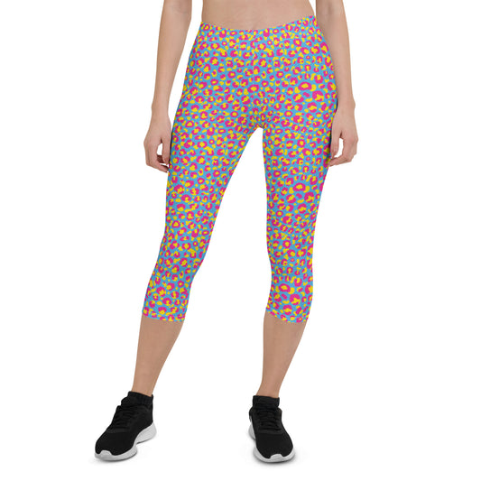 Pansexual Pride  Capri Leggings - LGBTQIA Pink, Blue, Yellow  Flag Activewear Pants - Parade Club Vacation Running Workout