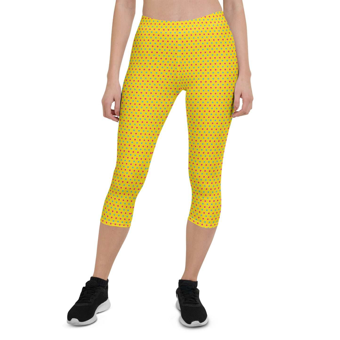 Pansexual Pride  Capri Leggings - LGBTQIA Pink, Blue, Yellow  Flag Activewear Pants - Parade Club Vacation Running Workout