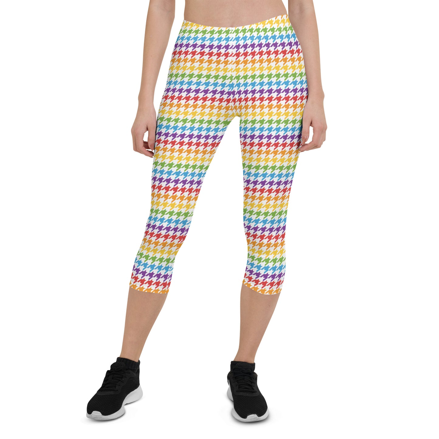 Rainbow Pride Capri Leggings - LGBTQIA Red, Orange, Yellow, Green, Blue, Indigo, and Viole Flag Activewear Pants - Parade Club Vacation Running Workout