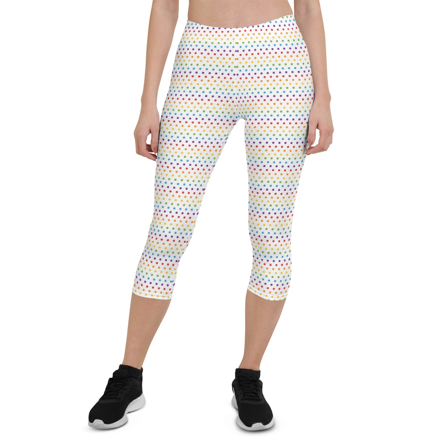 Rainbow Pride Capri Leggings - LGBTQIA Red, Orange, Yellow, Green, Blue, Indigo, and Viole Flag Activewear Pants - Parade Club Vacation Running Workout