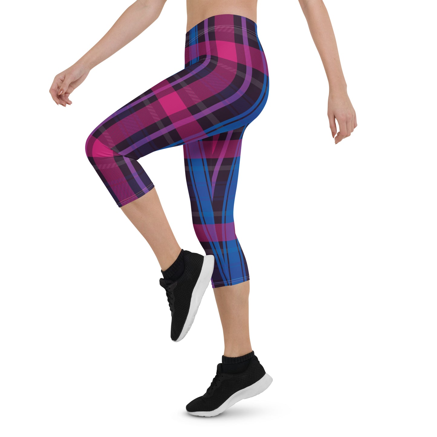 Bisexual Pride  Capri Leggings - LGBTQIA Pink, Purple, Blue Flag Activewear Pants - Parade Club Vacation Running Workout