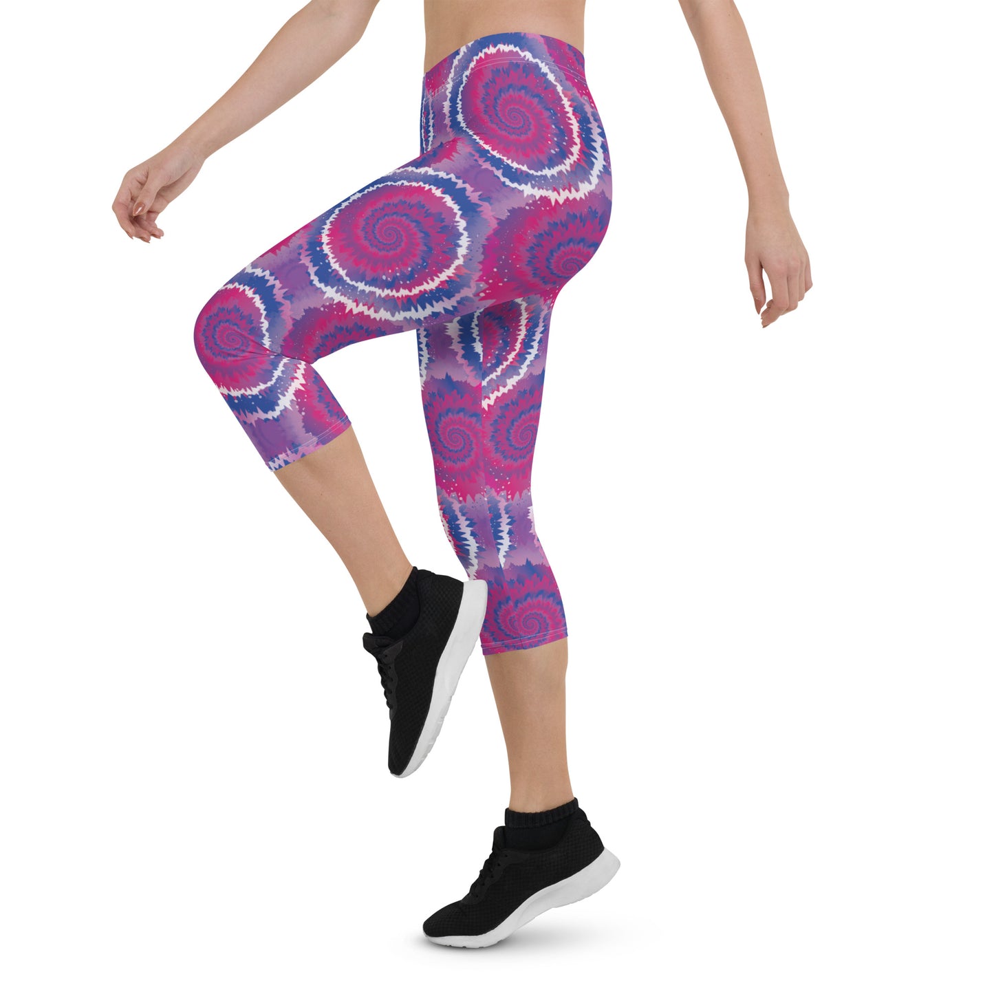 Bisexual Pride  Capri Leggings - LGBTQIA Pink, Purple, Blue Flag Activewear Pants - Parade Club Vacation Running Workout