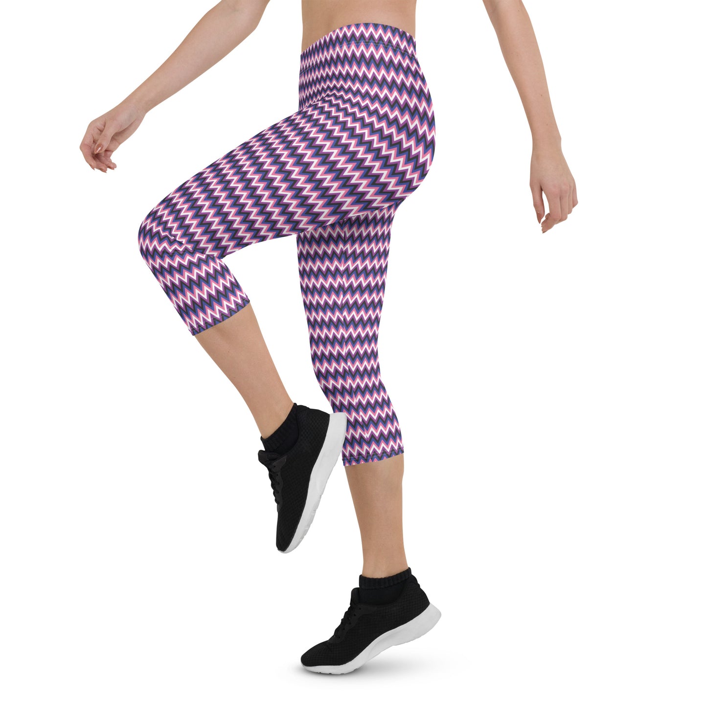 Genderfluid Pride Capri Leggings - LGBTQIA Pink, White, Purple, Black, Blue Flag Activewear Pants - Parade Club Vacation Running Workout