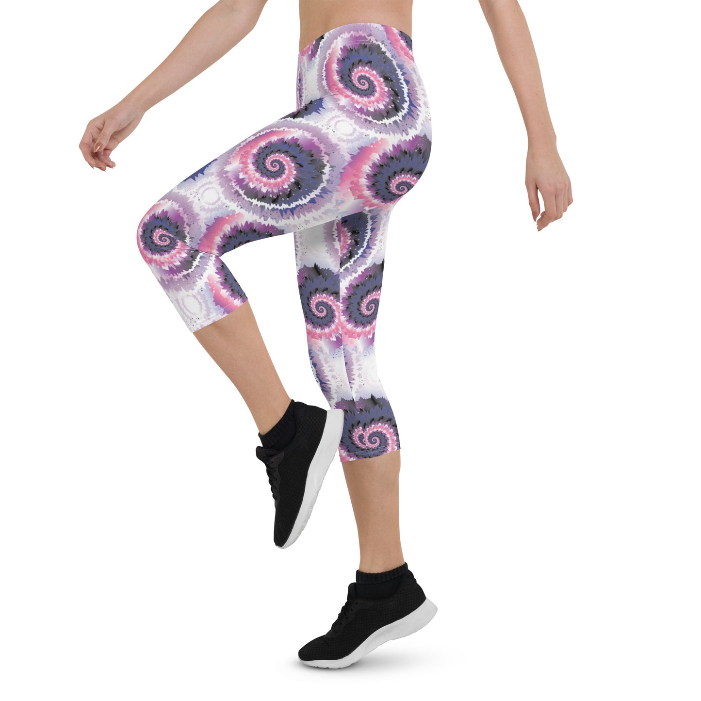 Genderfluid Pride Capri Leggings - LGBTQIA Pink, White, Purple, Black, Blue Flag Activewear Pants - Parade Club Vacation Running Workout