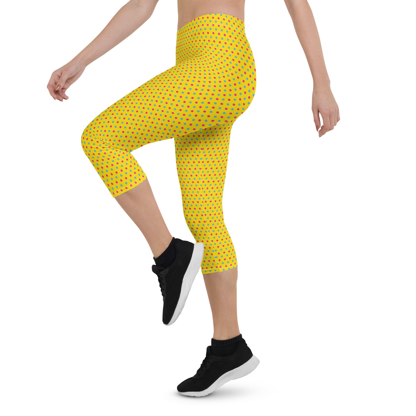 Pansexual Pride  Capri Leggings - LGBTQIA Pink, Blue, Yellow  Flag Activewear Pants - Parade Club Vacation Running Workout