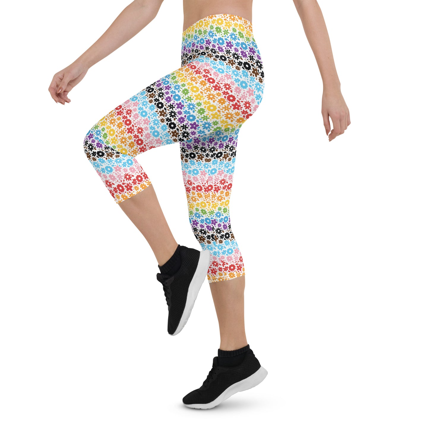 Progress Pride Pride Capri Leggings - LGBTQIA Red, Orange, Yellow, Green, Rainbow, Purple, Black, Pink and White Flag Activewear Pants - Parade Club Vacation Running Workout