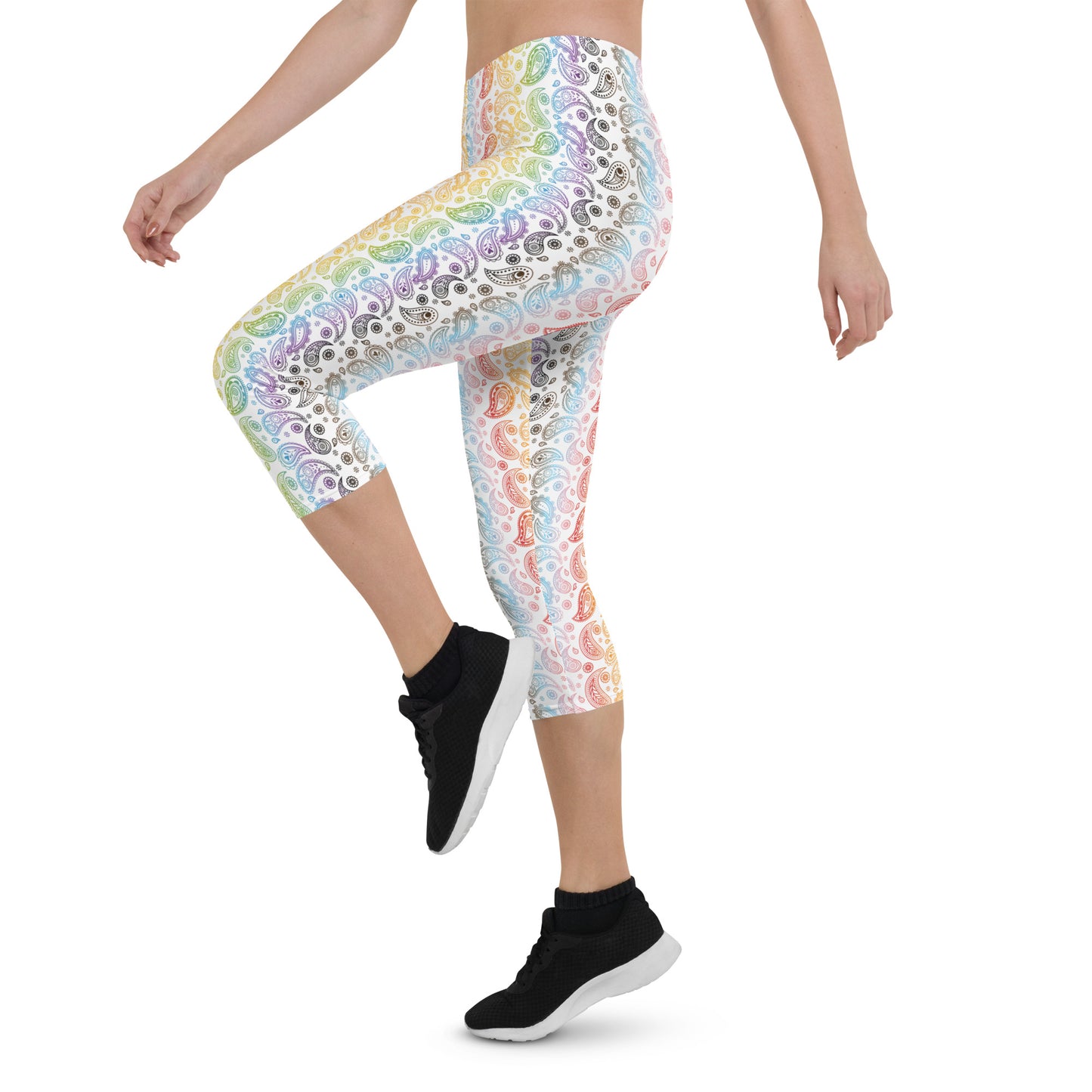 Progress Pride Pride Capri Leggings - LGBTQIA Red, Orange, Yellow, Green, Rainbow, Purple, Black, Pink and White Flag Activewear Pants - Parade Club Vacation Running Workout