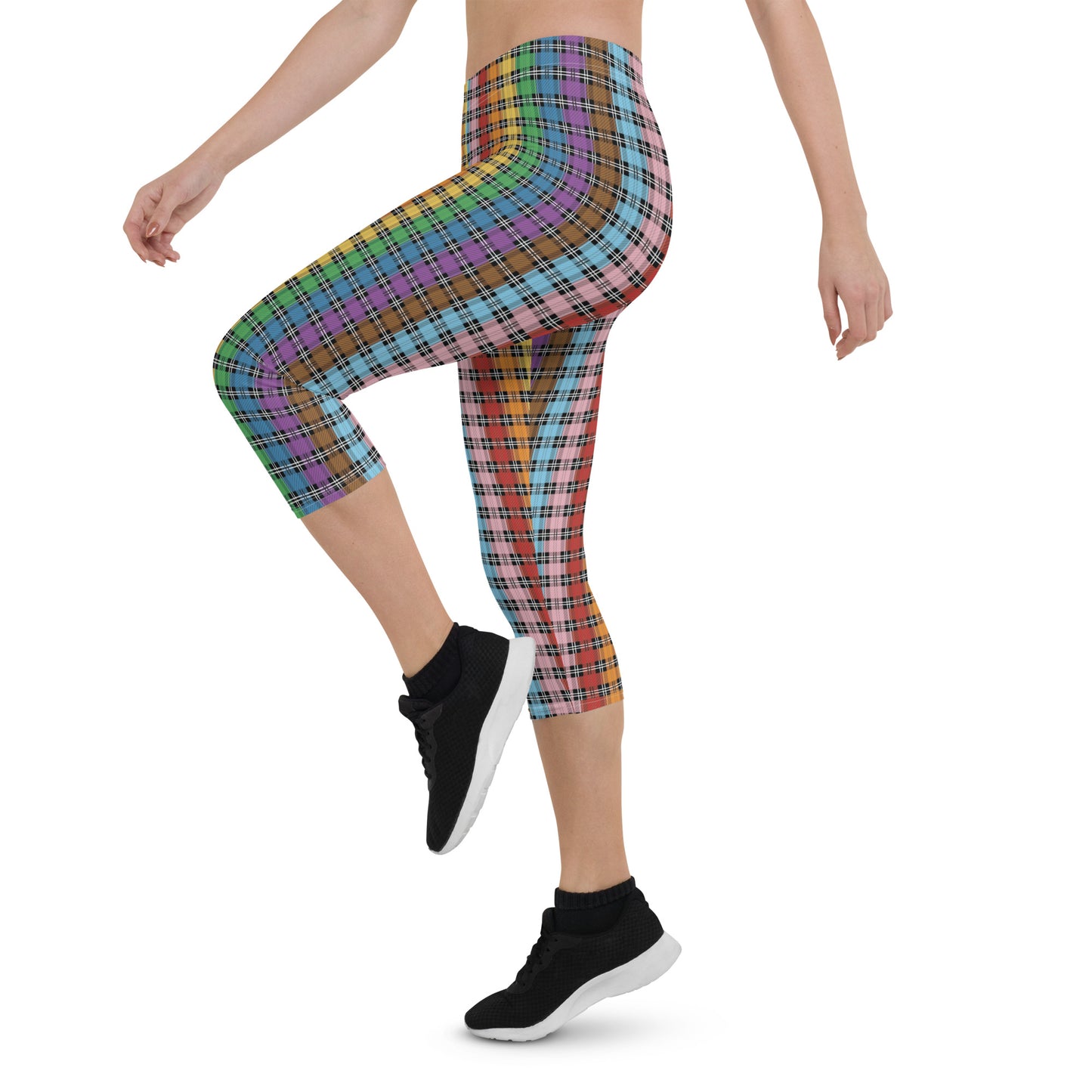 Progress Pride Pride Capri Leggings - LGBTQIA Red, Orange, Yellow, Green, Rainbow, Purple, Black, Pink and White Flag Activewear Pants - Parade Club Vacation Running Workout