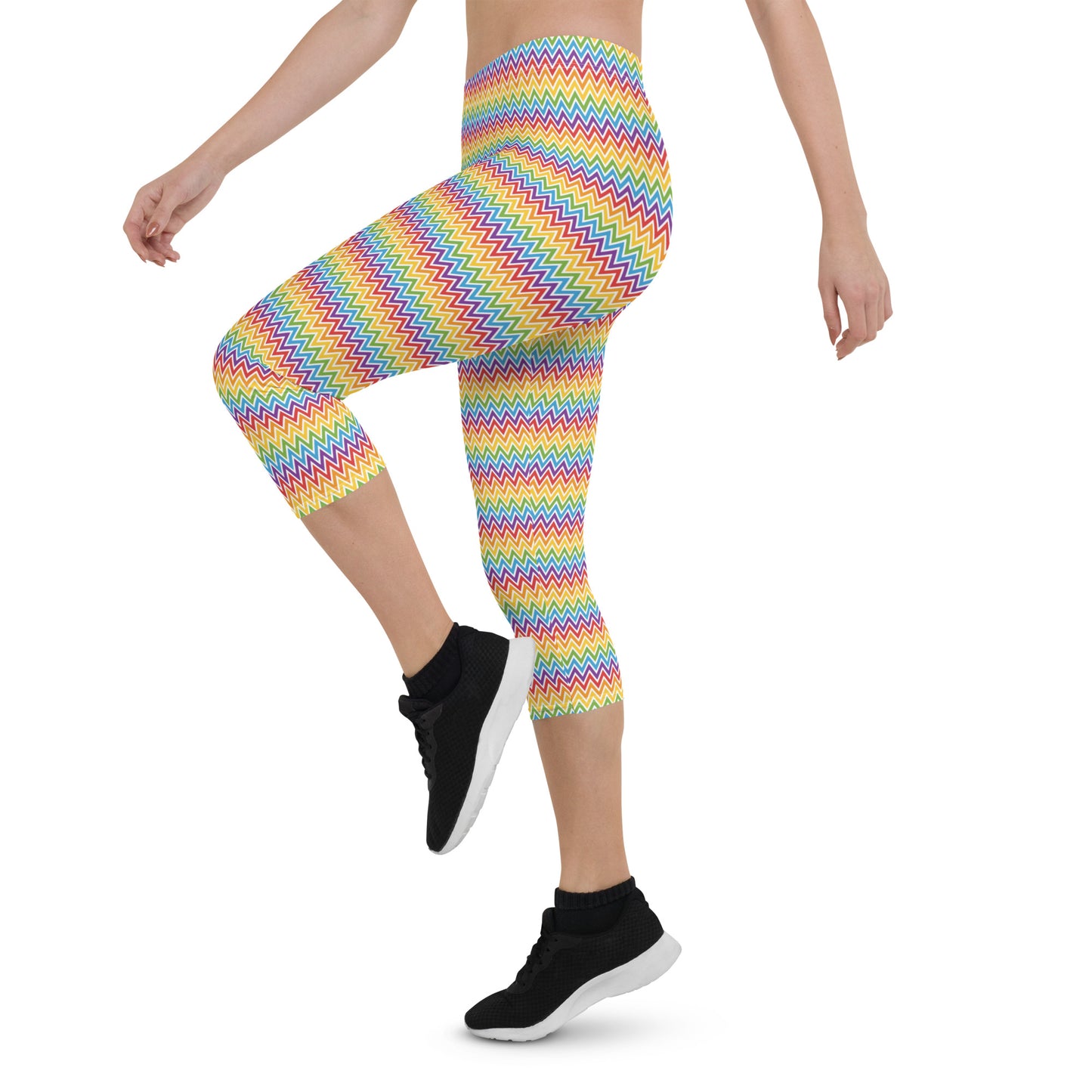 Rainbow Pride Capri Leggings - LGBTQIA Red, Orange, Yellow, Green, Blue, Indigo, and Viole Flag Activewear Pants - Parade Club Vacation Running Workout