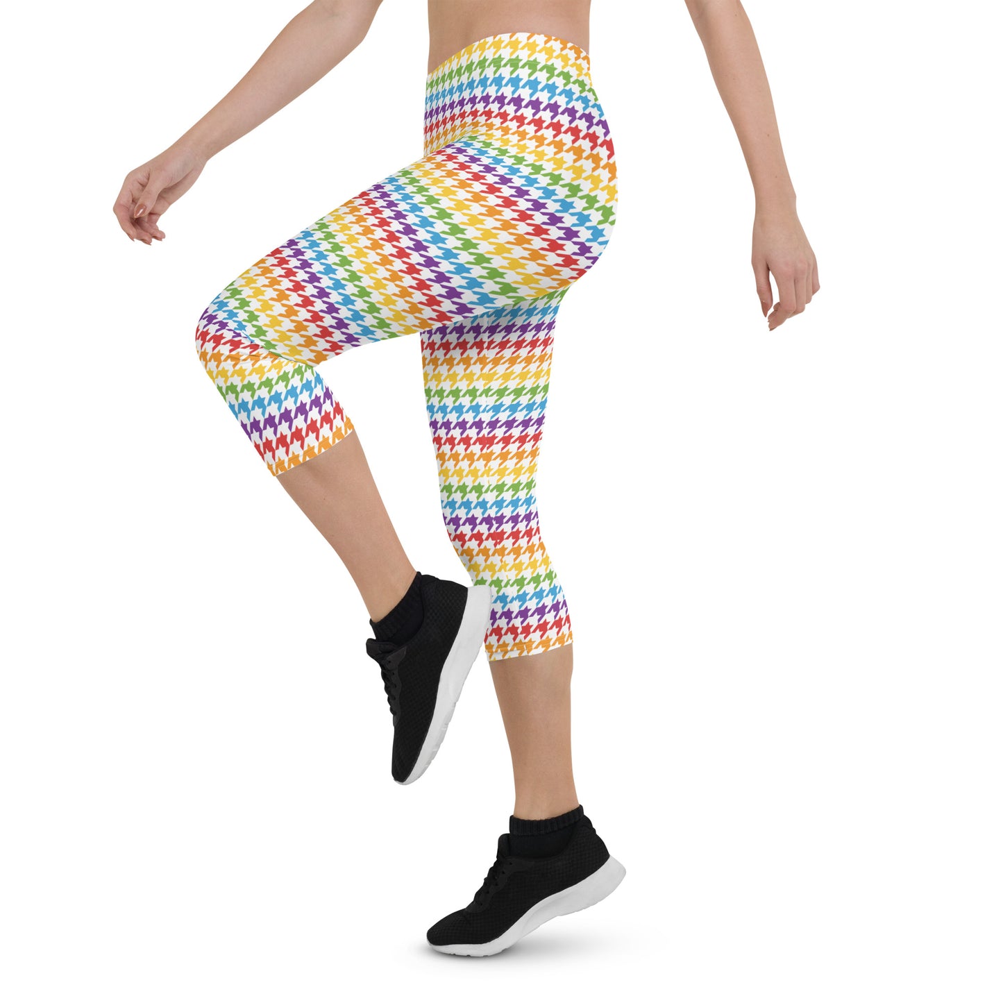 Rainbow Pride Capri Leggings - LGBTQIA Red, Orange, Yellow, Green, Blue, Indigo, and Viole Flag Activewear Pants - Parade Club Vacation Running Workout