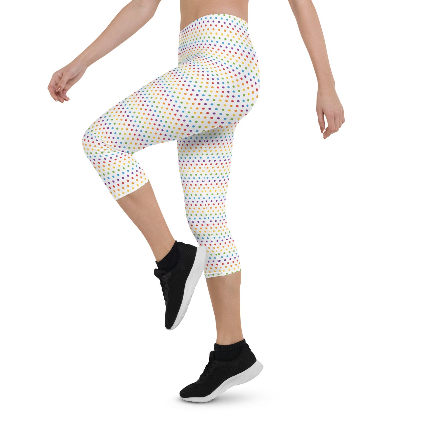 Rainbow Pride Capri Leggings - LGBTQIA Red, Orange, Yellow, Green, Blue, Indigo, and Viole Flag Activewear Pants - Parade Club Vacation Running Workout