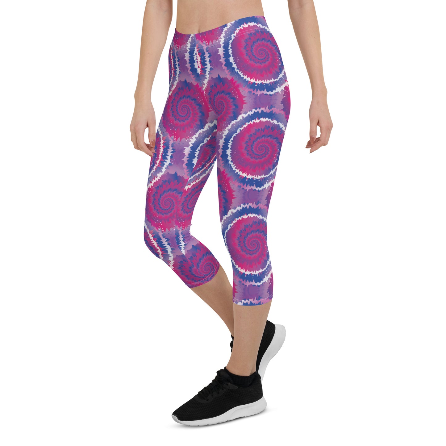 Bisexual Pride  Capri Leggings - LGBTQIA Pink, Purple, Blue Flag Activewear Pants - Parade Club Vacation Running Workout