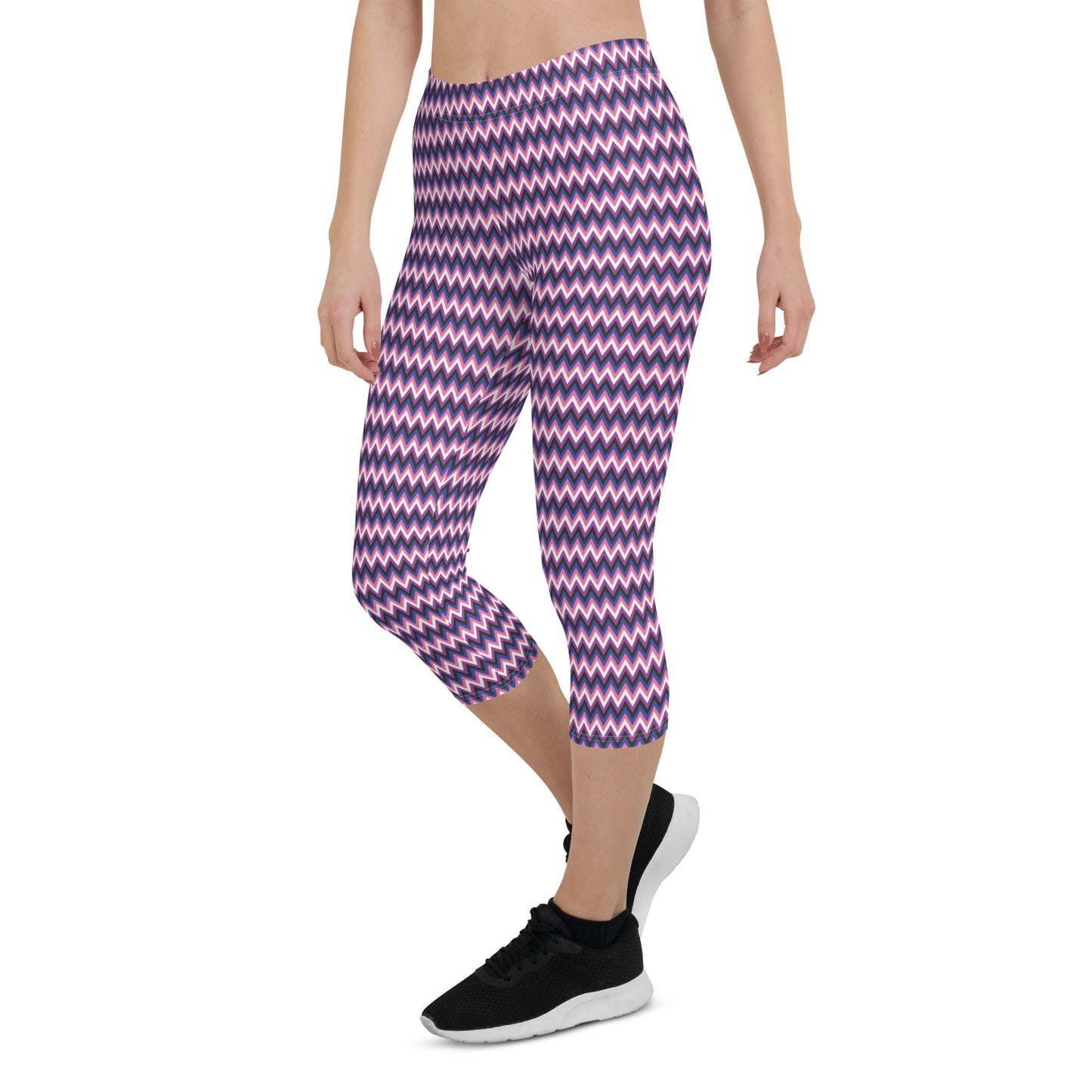 Genderfluid Pride Capri Leggings - LGBTQIA Pink, White, Purple, Black, Blue Flag Activewear Pants - Parade Club Vacation Running Workout