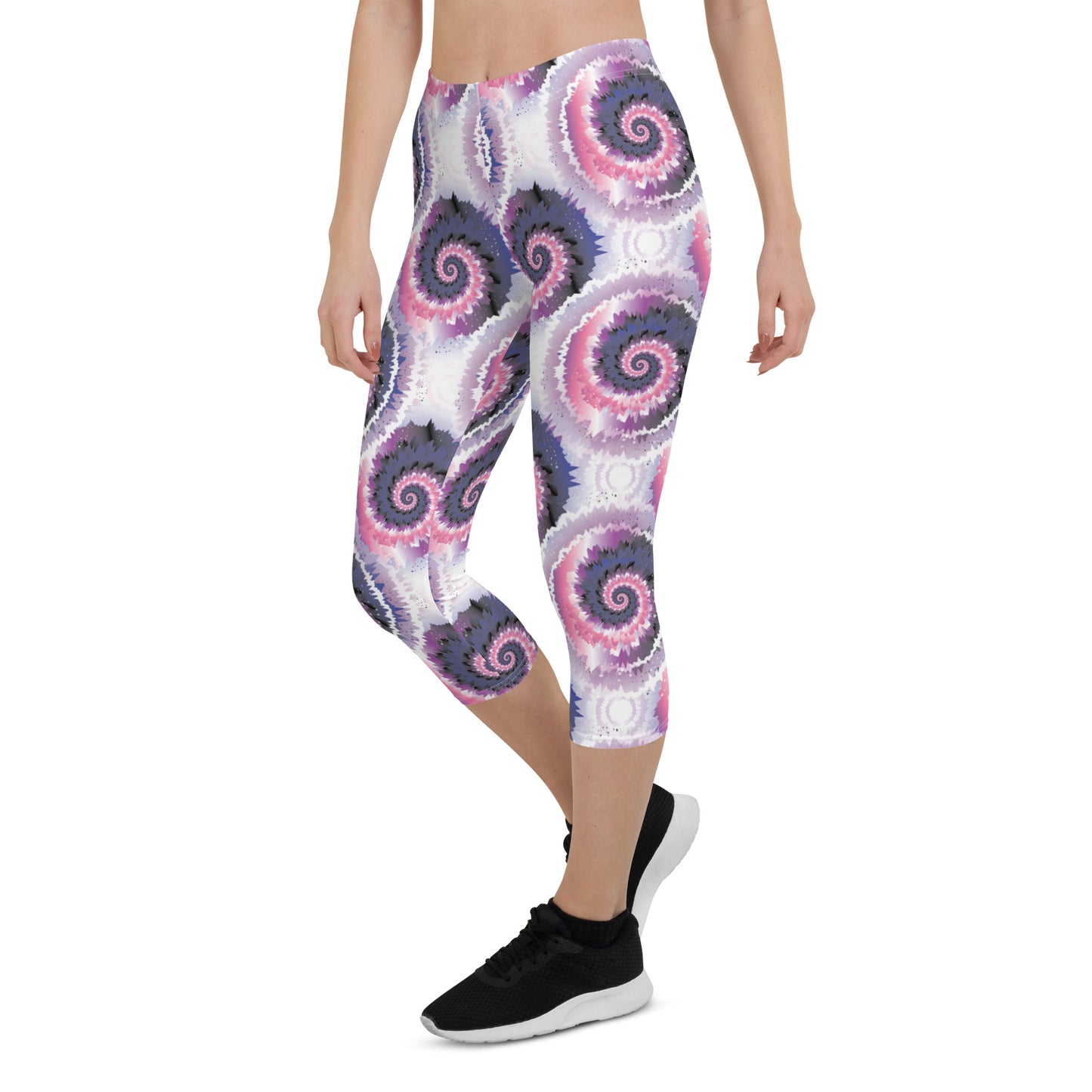 Genderfluid Pride Capri Leggings - LGBTQIA Pink, White, Purple, Black, Blue Flag Activewear Pants - Parade Club Vacation Running Workout