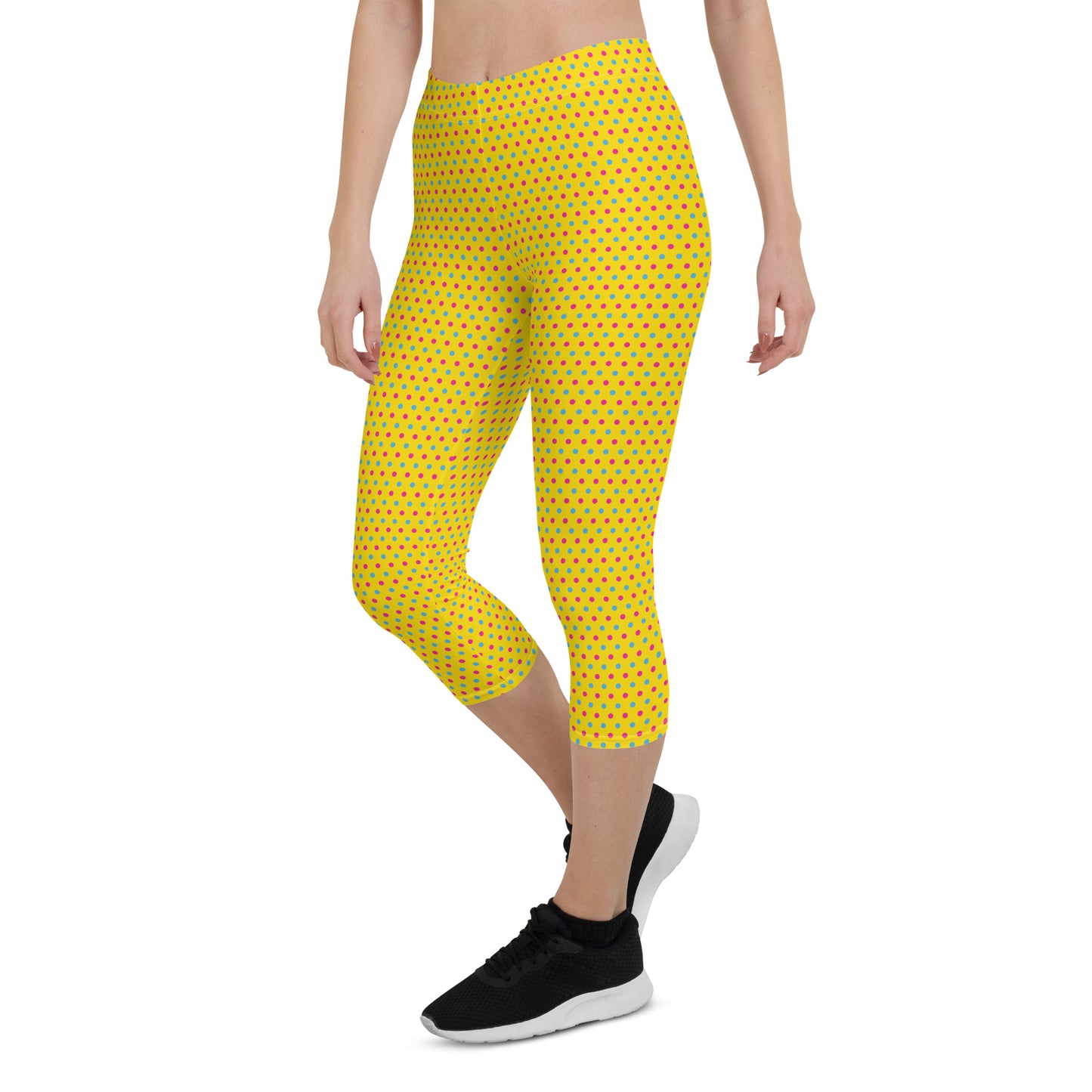 Pansexual Pride  Capri Leggings - LGBTQIA Pink, Blue, Yellow  Flag Activewear Pants - Parade Club Vacation Running Workout