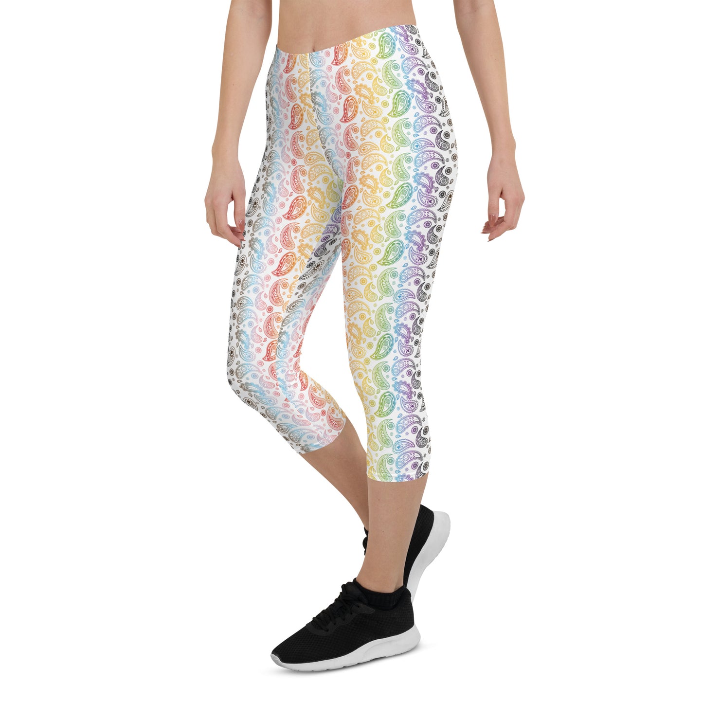 Progress Pride Pride Capri Leggings - LGBTQIA Red, Orange, Yellow, Green, Rainbow, Purple, Black, Pink and White Flag Activewear Pants - Parade Club Vacation Running Workout