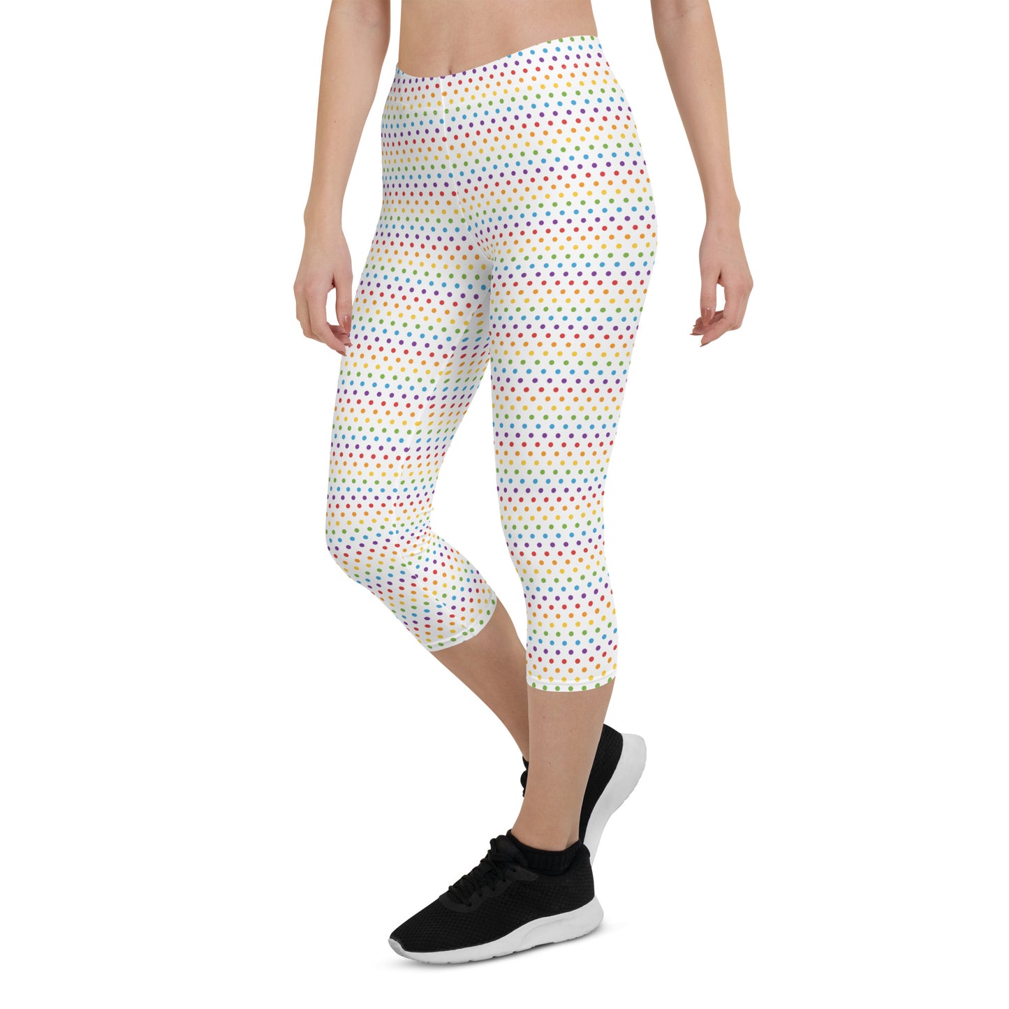 Rainbow Pride Capri Leggings - LGBTQIA Red, Orange, Yellow, Green, Blue, Indigo, and Viole Flag Activewear Pants - Parade Club Vacation Running Workout