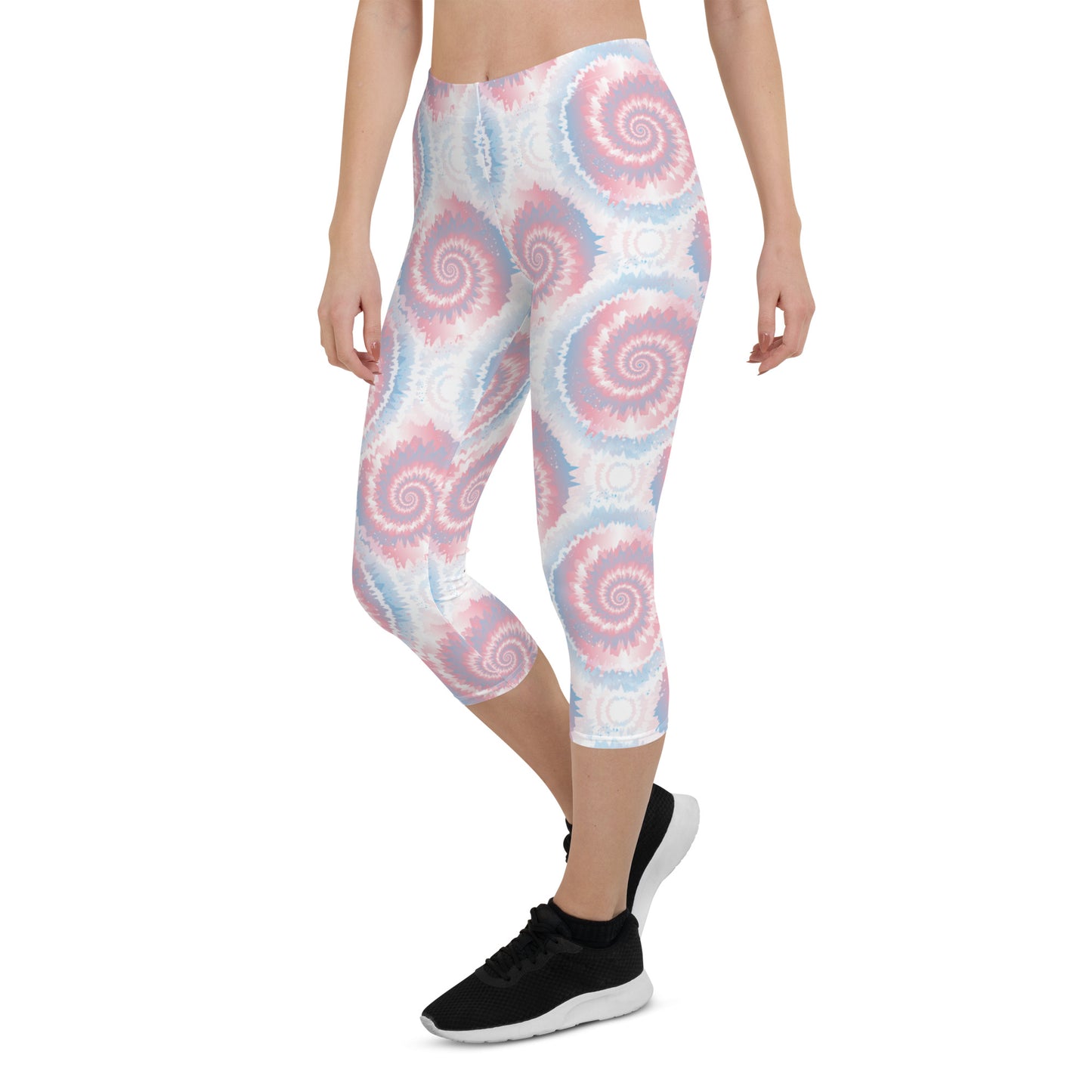 Transgender Pride Capri Leggings - LGBTQIA Pink White Blue Flag Activewear Pants - Parade Club Vacation Running Workout