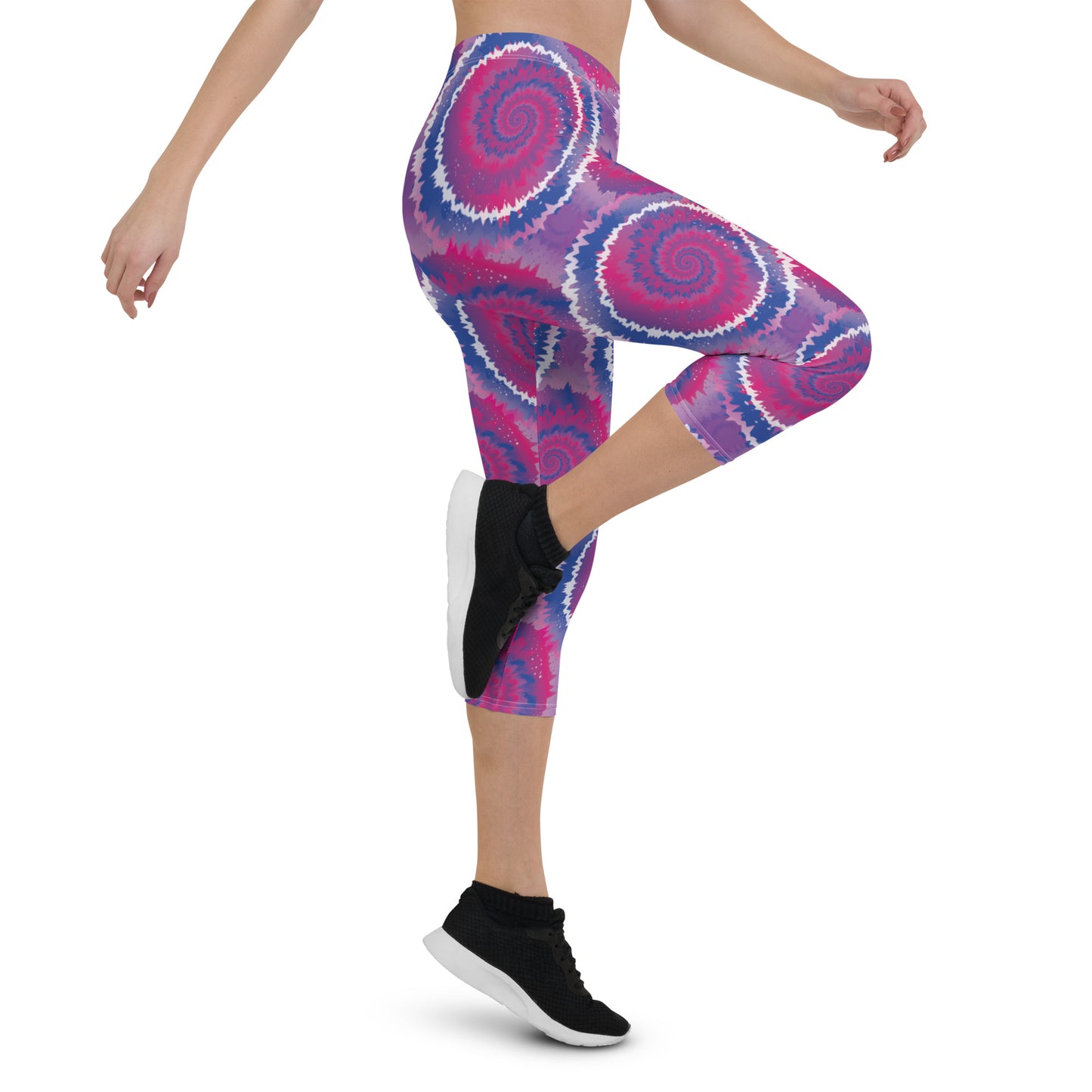 Bisexual Pride  Capri Leggings - LGBTQIA Pink, Purple, Blue Flag Activewear Pants - Parade Club Vacation Running Workout