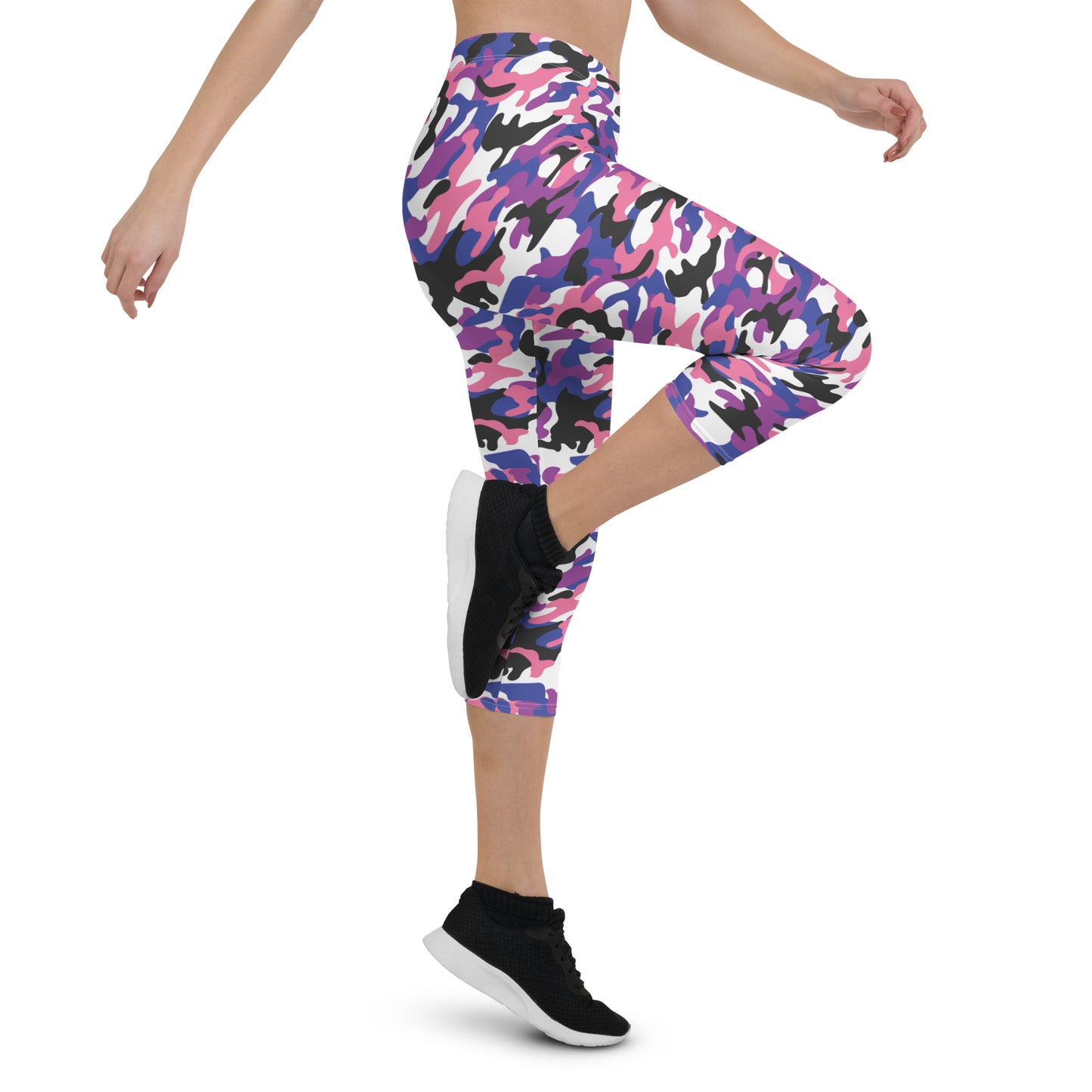 Genderfluid Pride Capri Leggings - LGBTQIA Pink, White, Purple, Black, Blue Flag Activewear Pants - Parade Club Vacation Running Workout