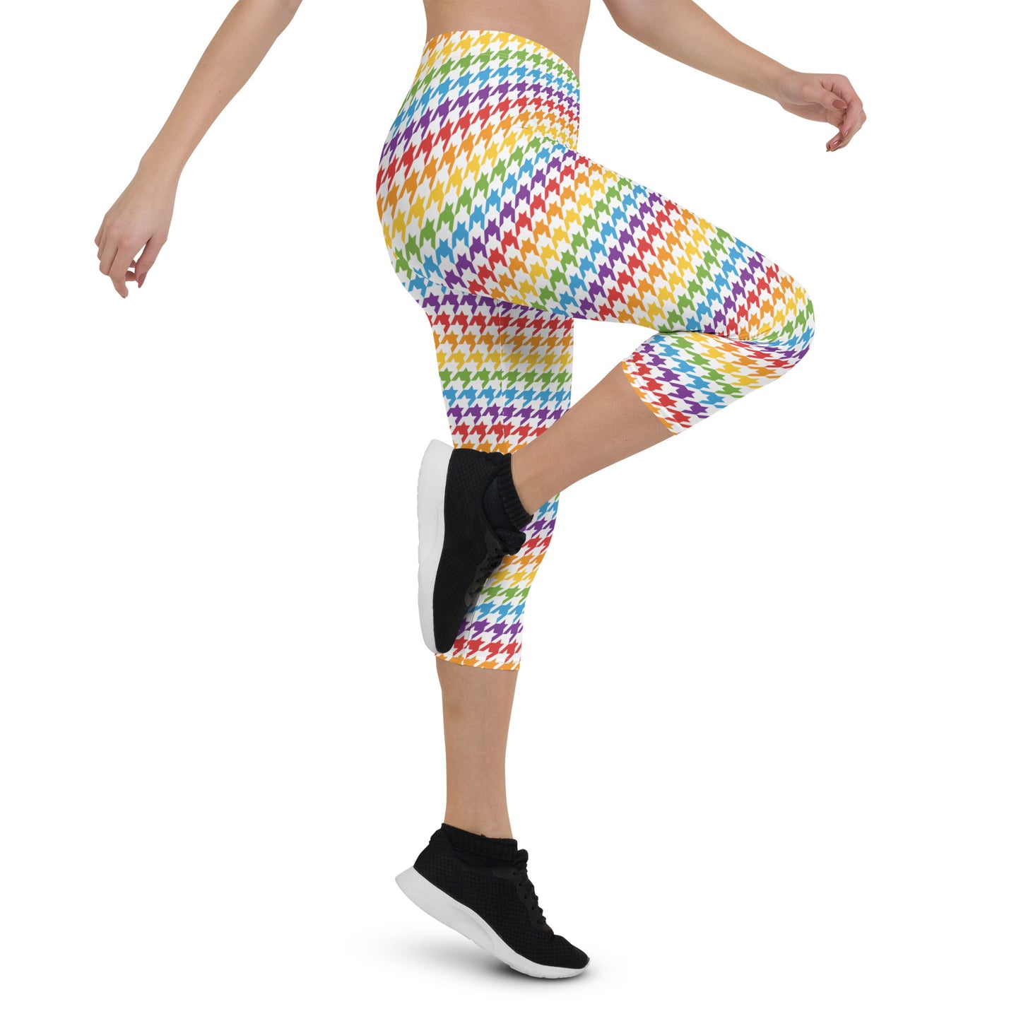 Rainbow Pride Capri Leggings - LGBTQIA Red, Orange, Yellow, Green, Blue, Indigo, and Viole Flag Activewear Pants - Parade Club Vacation Running Workout