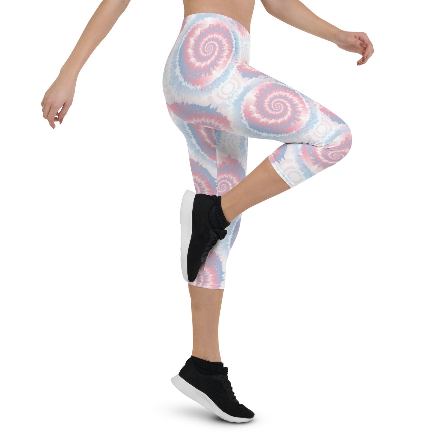 Transgender Pride Capri Leggings - LGBTQIA Pink White Blue Flag Activewear Pants - Parade Club Vacation Running Workout