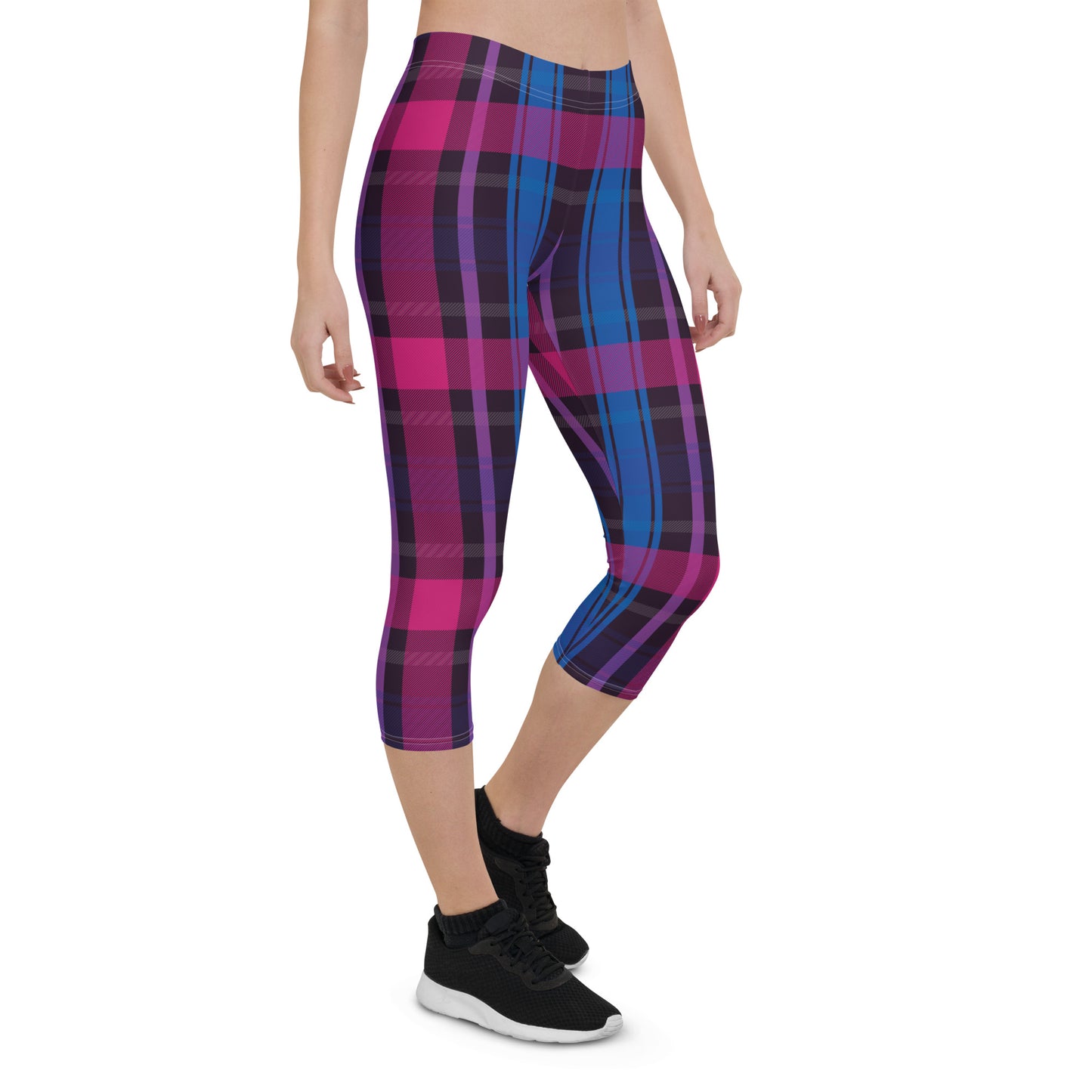 Bisexual Pride  Capri Leggings - LGBTQIA Pink, Purple, Blue Flag Activewear Pants - Parade Club Vacation Running Workout