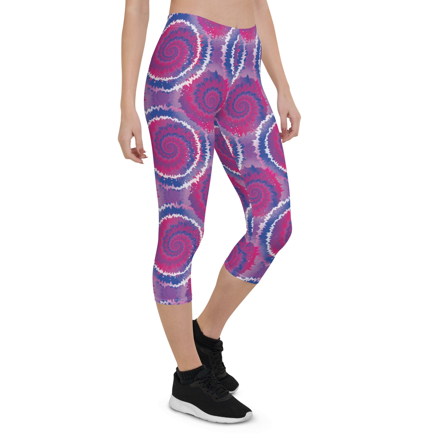 Bisexual Pride  Capri Leggings - LGBTQIA Pink, Purple, Blue Flag Activewear Pants - Parade Club Vacation Running Workout