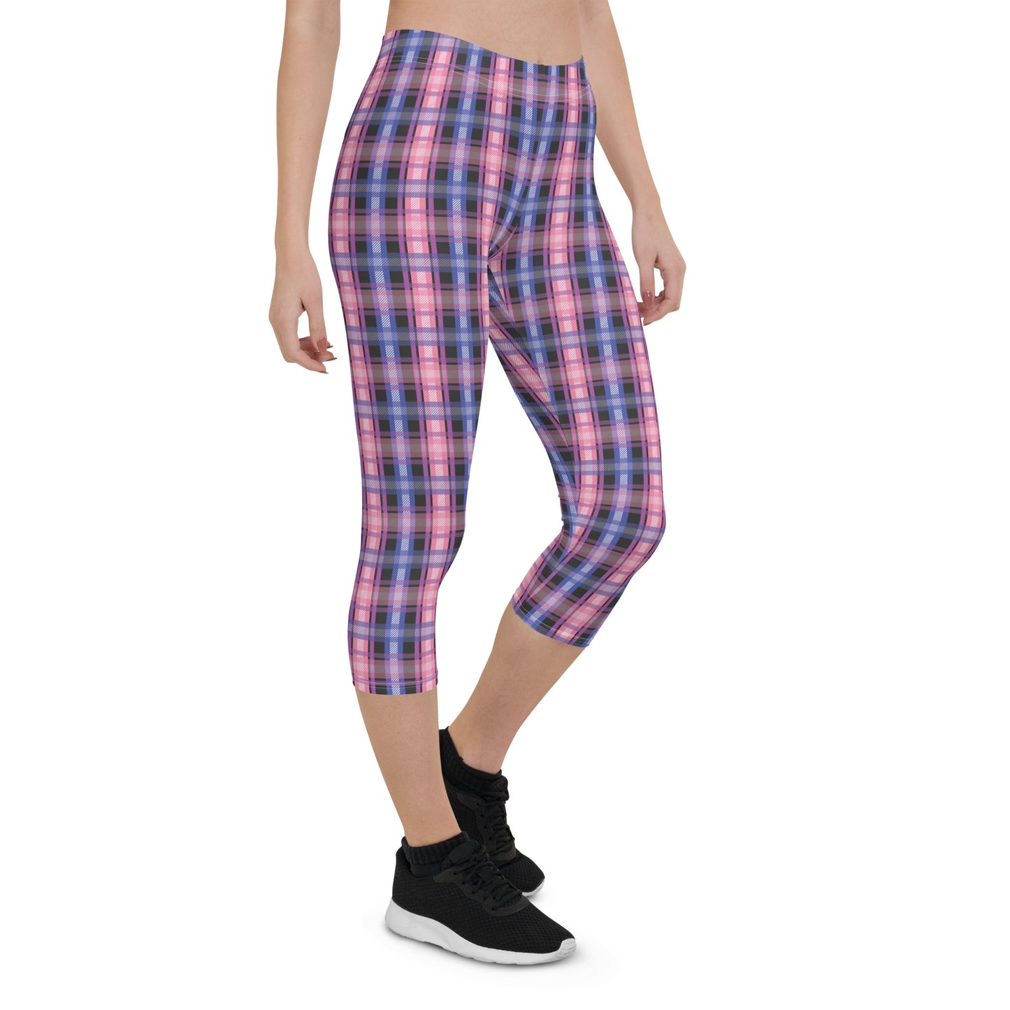 Genderfluid Pride Capri Leggings - LGBTQIA Pink, White, Purple, Black, Blue Flag Activewear Pants - Parade Club Vacation Running Workout