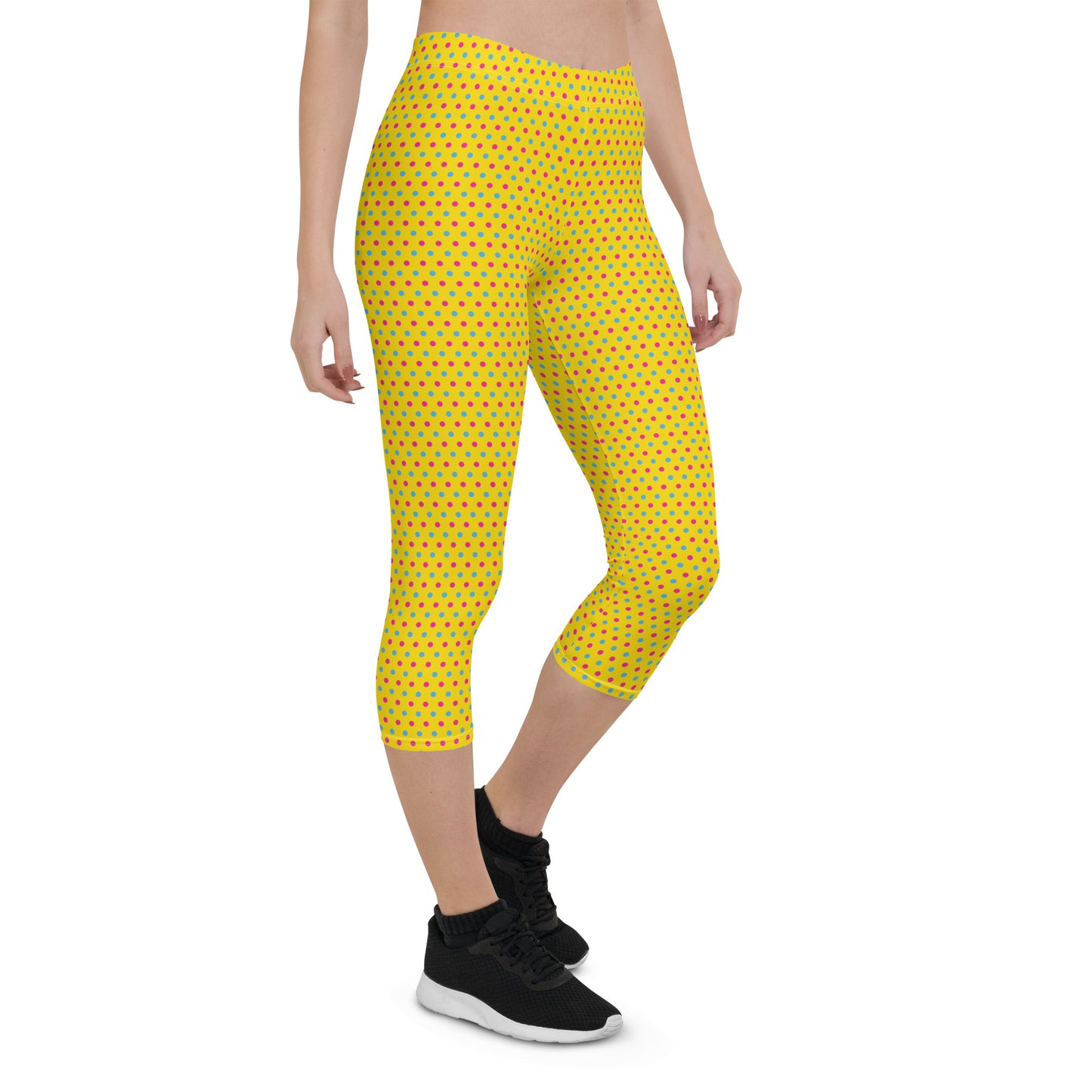 Pansexual Pride  Capri Leggings - LGBTQIA Pink, Blue, Yellow  Flag Activewear Pants - Parade Club Vacation Running Workout