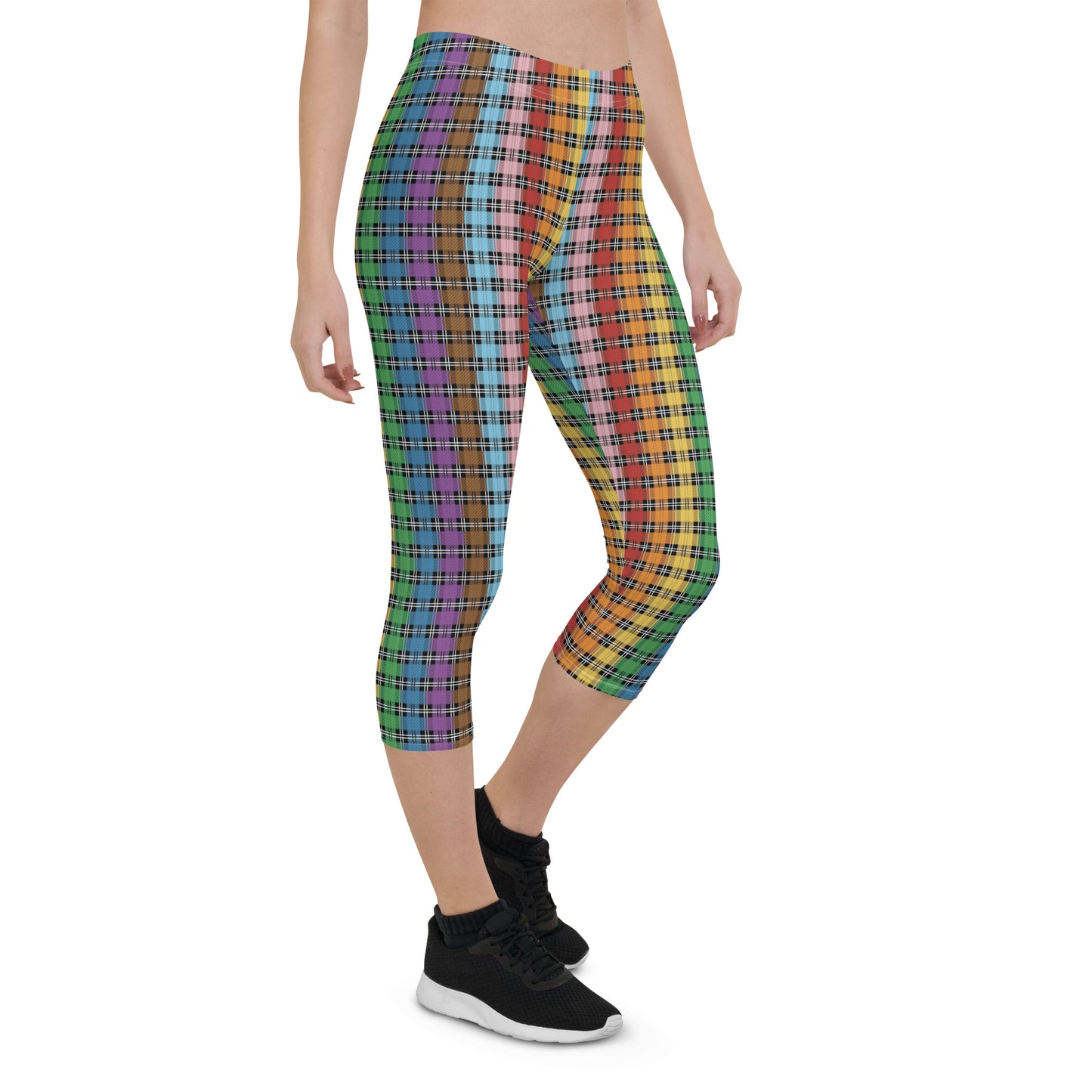 Progress Pride Pride Capri Leggings - LGBTQIA Red, Orange, Yellow, Green, Rainbow, Purple, Black, Pink and White Flag Activewear Pants - Parade Club Vacation Running Workout