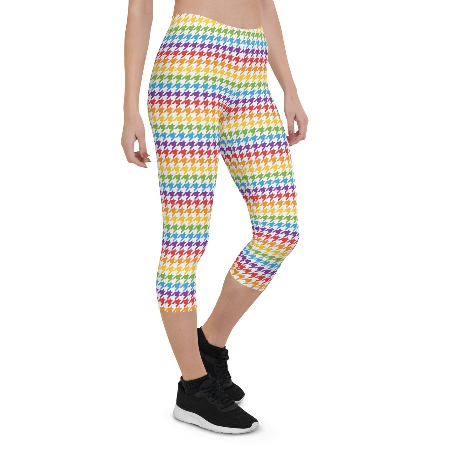 Rainbow Pride Capri Leggings - LGBTQIA Red, Orange, Yellow, Green, Blue, Indigo, and Viole Flag Activewear Pants - Parade Club Vacation Running Workout