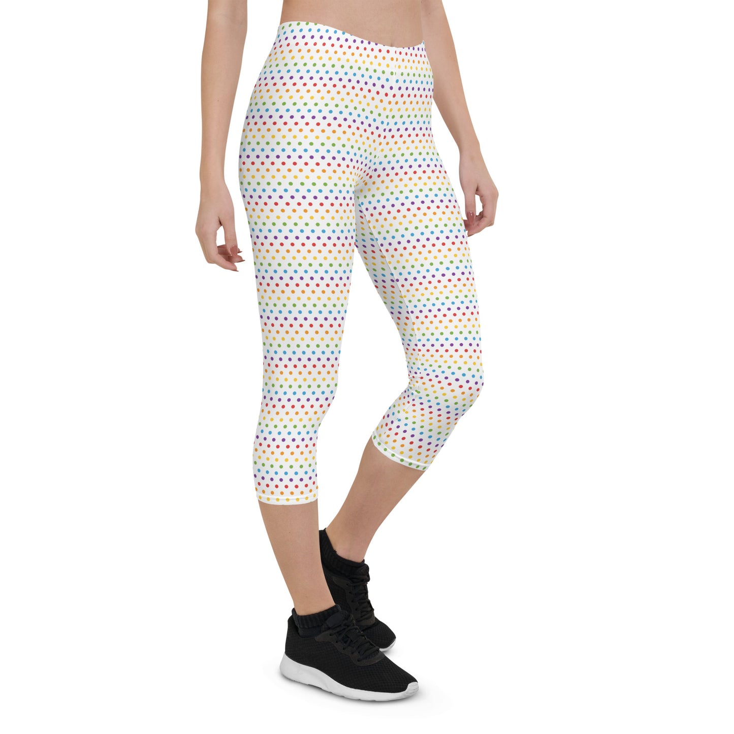 Rainbow Pride Capri Leggings - LGBTQIA Red, Orange, Yellow, Green, Blue, Indigo, and Viole Flag Activewear Pants - Parade Club Vacation Running Workout