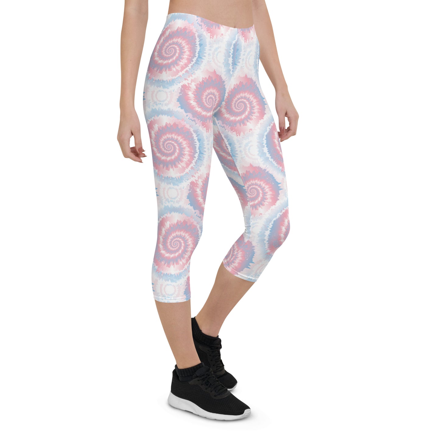 Transgender Pride Capri Leggings - LGBTQIA Pink White Blue Flag Activewear Pants - Parade Club Vacation Running Workout